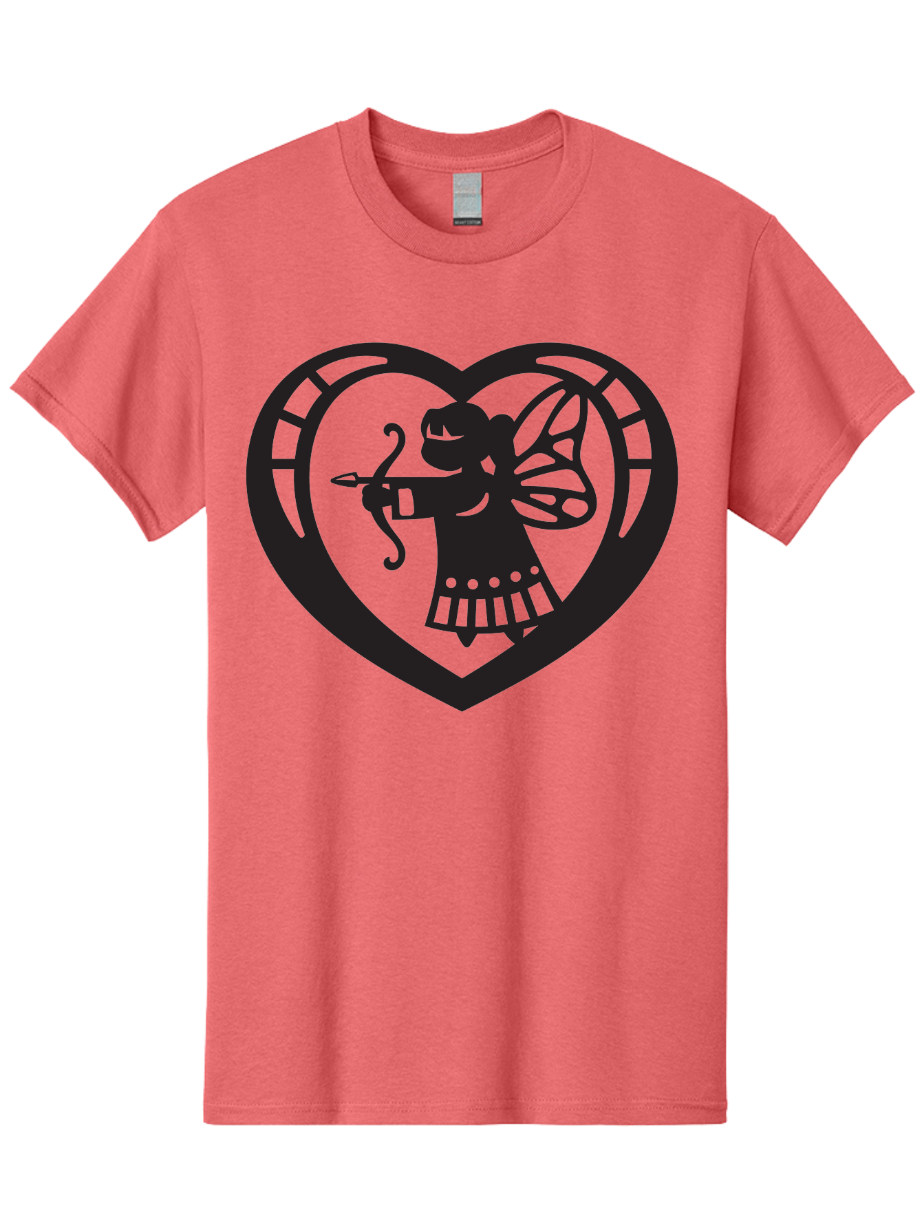 Cupid-1 Men'S Graphic Tee, 100% Cotton, Comfortable Casual Summer Wear, Machine Washable, Cupid Silhouette, Cupid With Bow And Arrow, Heart Shape, Valentines Day Symbol, Love Icon, Cherub Figure, Winged Character, Romantic Emblem, Aab261