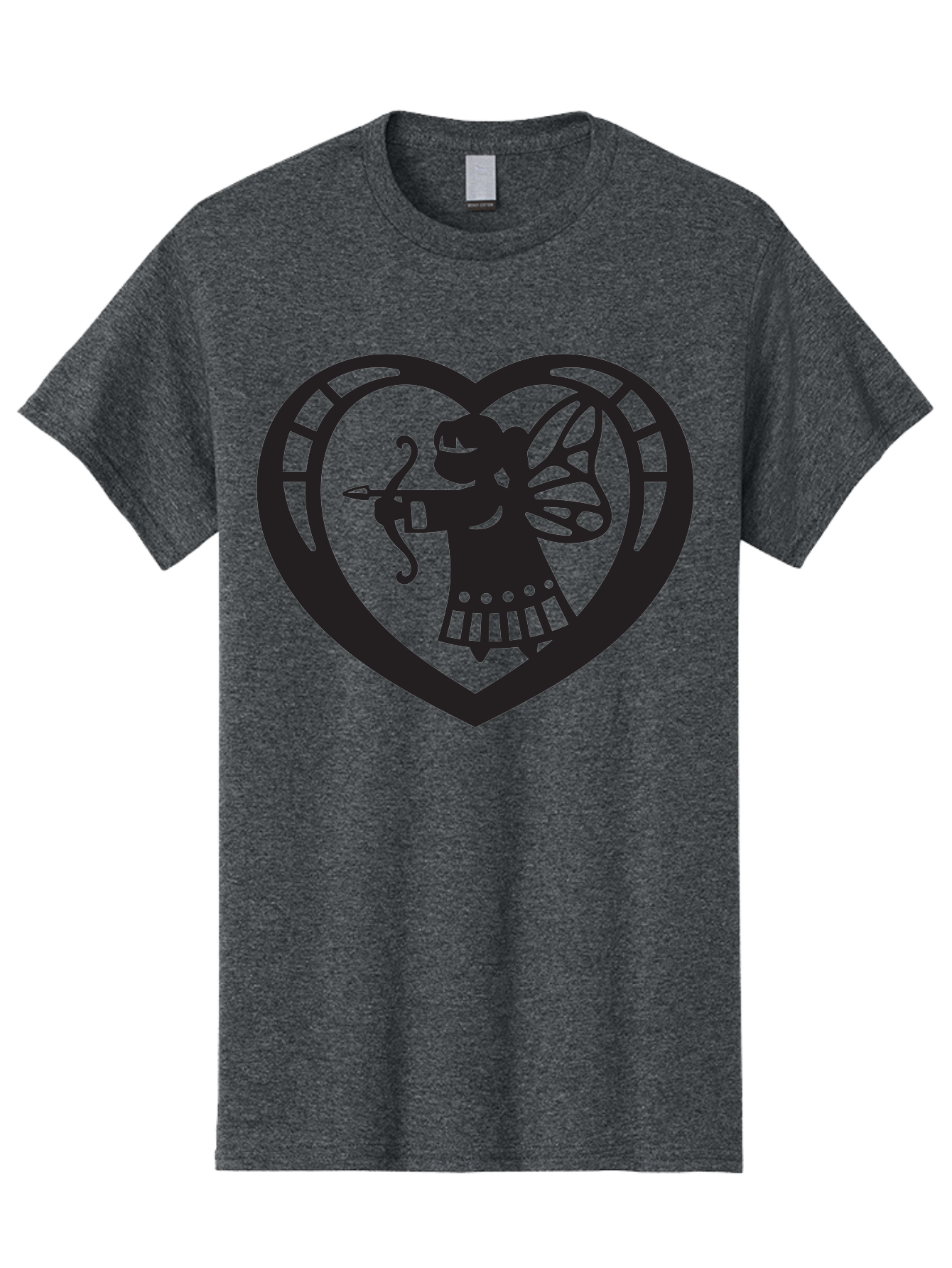 Cupid-1 Men'S Graphic Tee, 100% Cotton, Comfortable Casual Summer Wear, Machine Washable, Cupid Silhouette, Cupid With Bow And Arrow, Heart Shape, Valentines Day Symbol, Love Icon, Cherub Figure, Winged Character, Romantic Emblem, Aab261