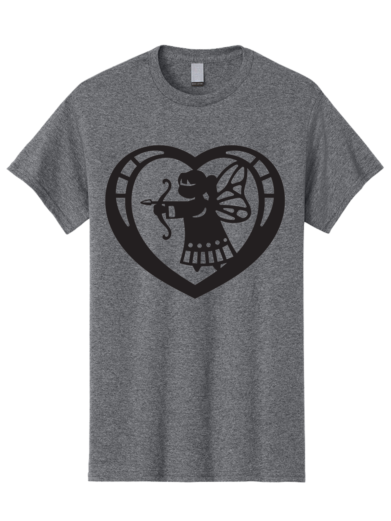Cupid-1 Men'S Graphic Tee, 100% Cotton, Comfortable Casual Summer Wear, Machine Washable, Cupid Silhouette, Cupid With Bow And Arrow, Heart Shape, Valentines Day Symbol, Love Icon, Cherub Figure, Winged Character, Romantic Emblem, Aab261