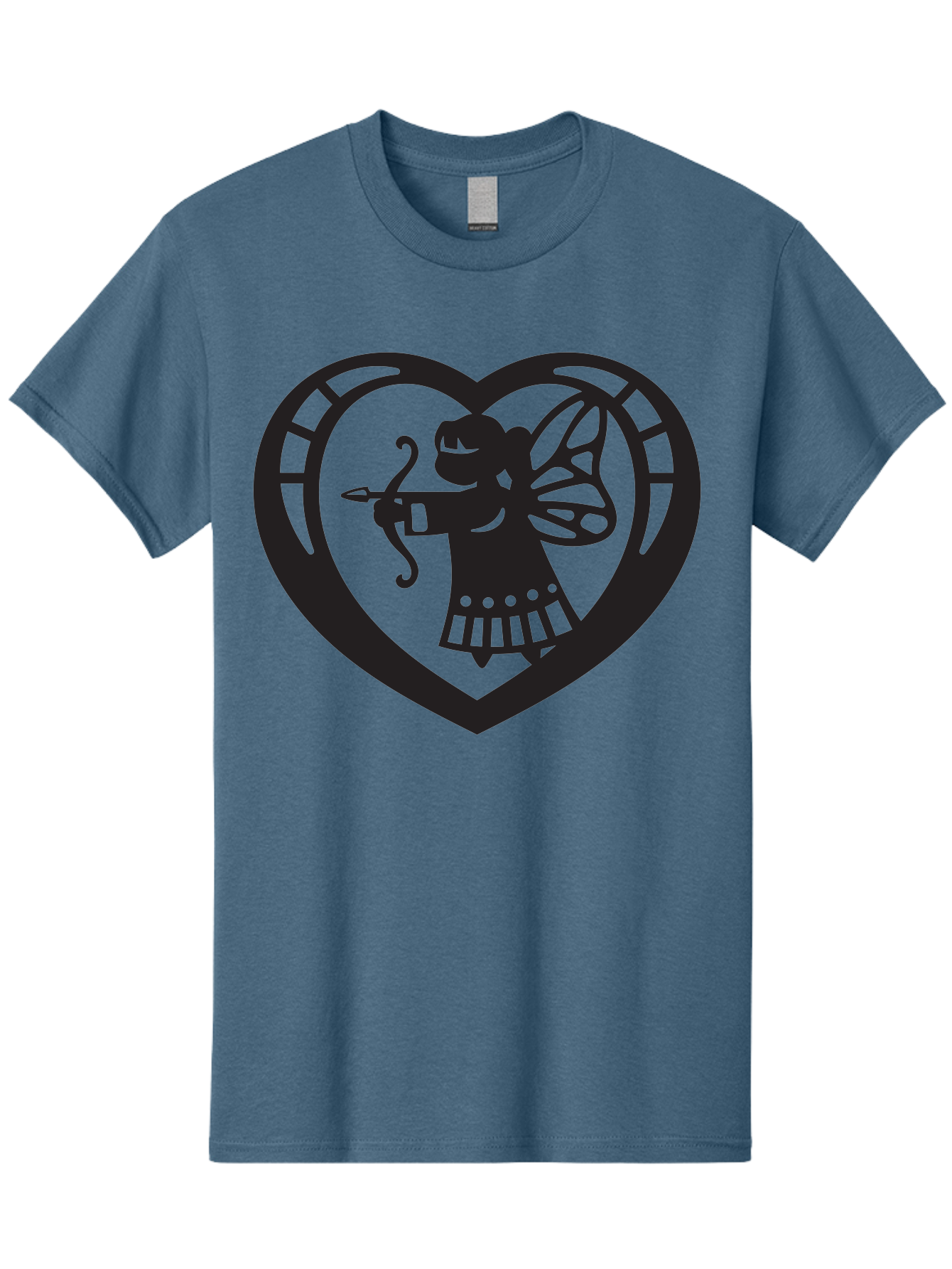 Cupid-1 Men'S Graphic Tee, 100% Cotton, Comfortable Casual Summer Wear, Machine Washable, Cupid Silhouette, Cupid With Bow And Arrow, Heart Shape, Valentines Day Symbol, Love Icon, Cherub Figure, Winged Character, Romantic Emblem, Aab261