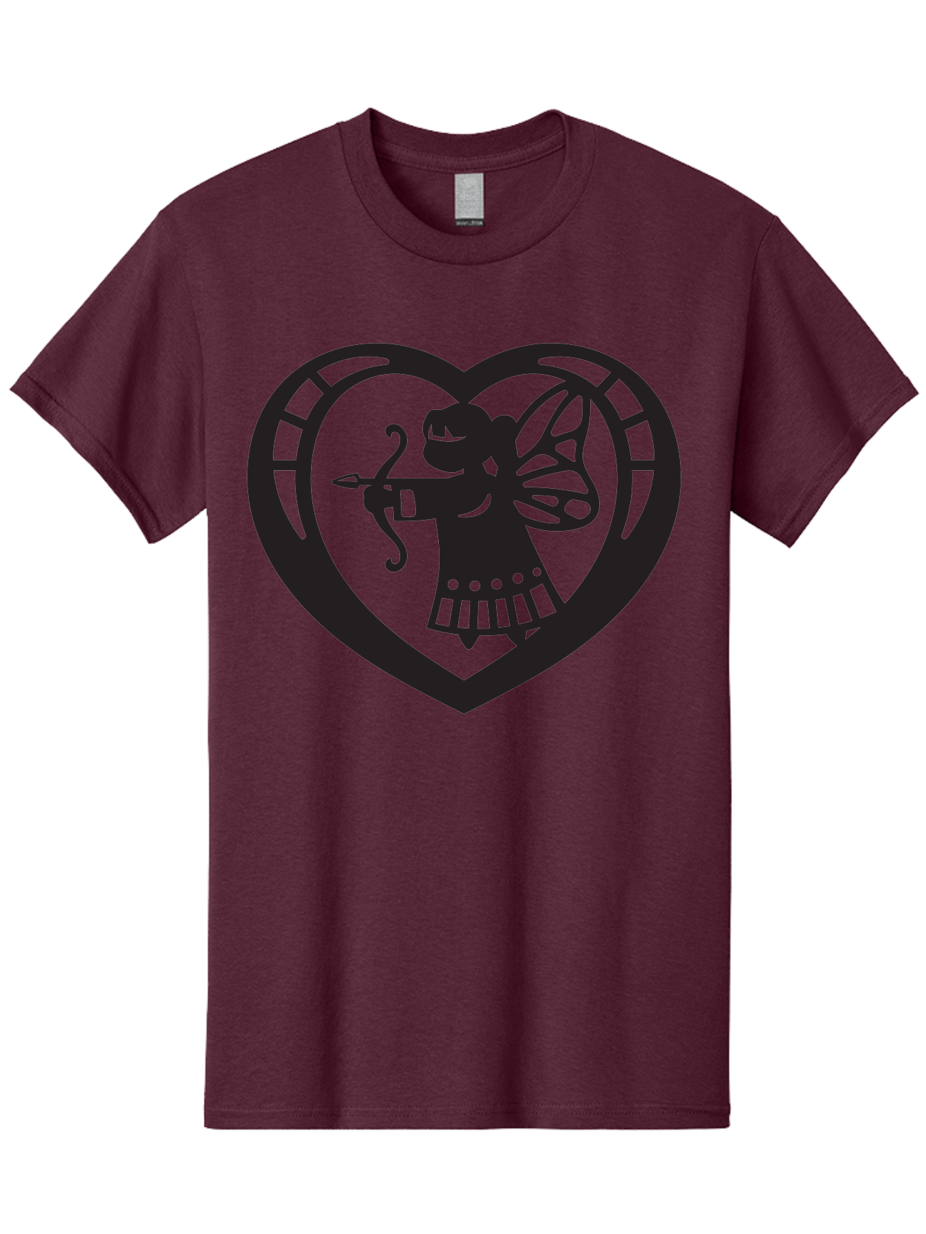 Cupid-1 Men'S Graphic Tee, 100% Cotton, Comfortable Casual Summer Wear, Machine Washable, Cupid Silhouette, Cupid With Bow And Arrow, Heart Shape, Valentines Day Symbol, Love Icon, Cherub Figure, Winged Character, Romantic Emblem, Aab261