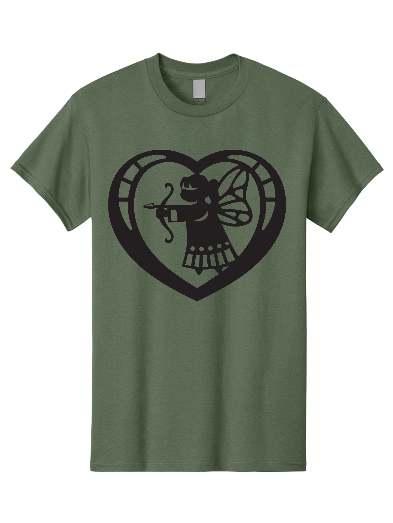 Cupid-1 Men'S Graphic Tee, 100% Cotton, Comfortable Casual Summer Wear, Machine Washable, Cupid Silhouette, Cupid With Bow And Arrow, Heart Shape, Valentines Day Symbol, Love Icon, Cherub Figure, Winged Character, Romantic Emblem, Aab261