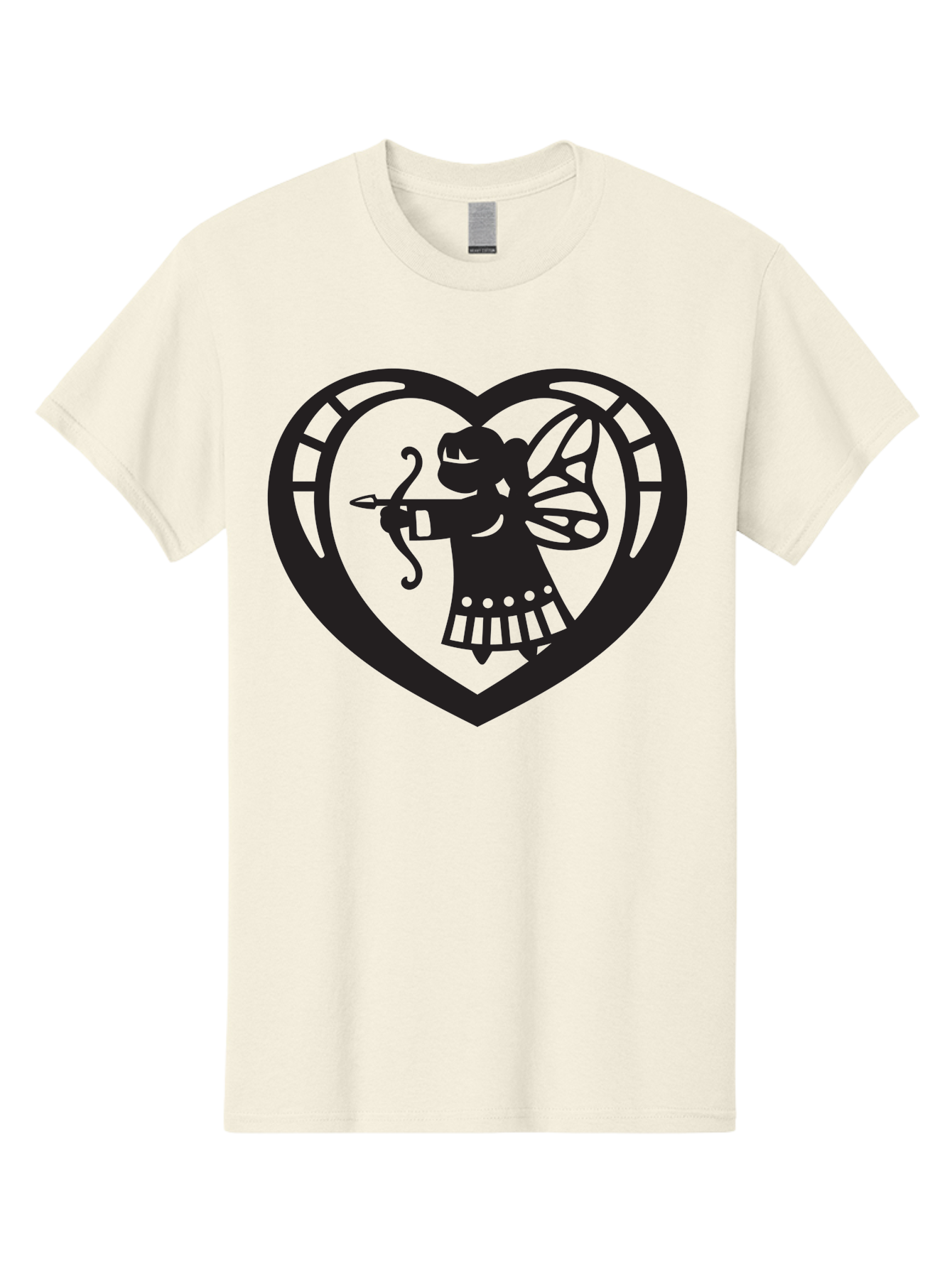 Cupid-1 Men'S Graphic Tee, 100% Cotton, Comfortable Casual Summer Wear, Machine Washable, Cupid Silhouette, Cupid With Bow And Arrow, Heart Shape, Valentines Day Symbol, Love Icon, Cherub Figure, Winged Character, Romantic Emblem, Aab261