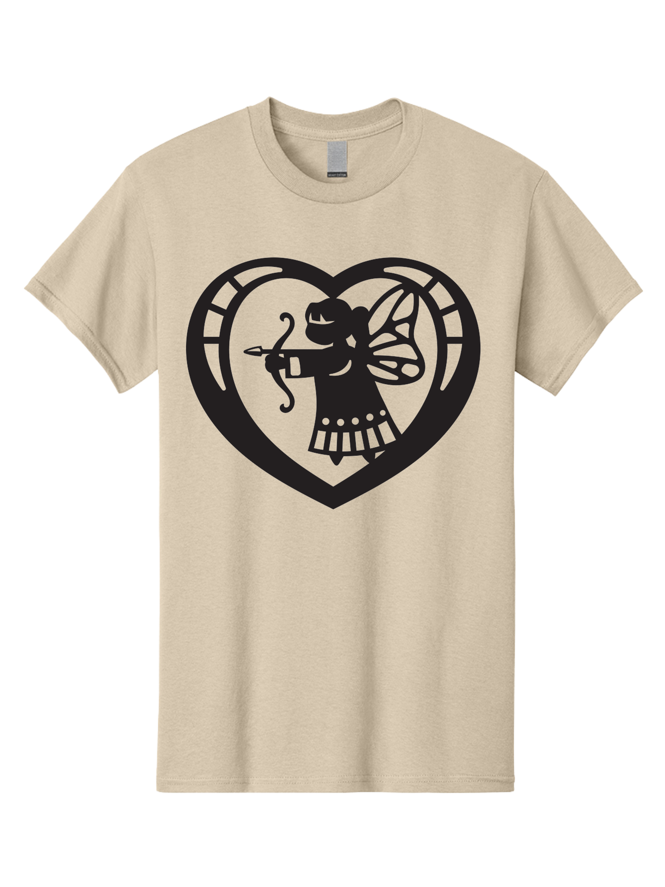 Cupid-1 Men'S Graphic Tee, 100% Cotton, Comfortable Casual Summer Wear, Machine Washable, Cupid Silhouette, Cupid With Bow And Arrow, Heart Shape, Valentines Day Symbol, Love Icon, Cherub Figure, Winged Character, Romantic Emblem, Aab261