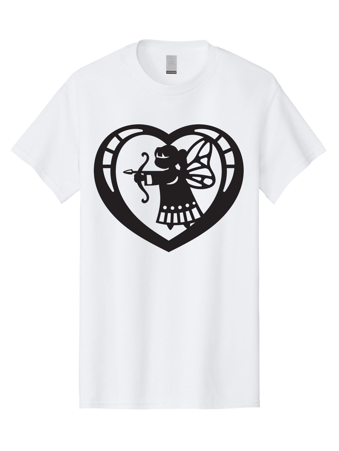 Cupid-1 Men'S Graphic Tee, 100% Cotton, Comfortable Casual Summer Wear, Machine Washable, Cupid Silhouette, Cupid With Bow And Arrow, Heart Shape, Valentines Day Symbol, Love Icon, Cherub Figure, Winged Character, Romantic Emblem, Aab261