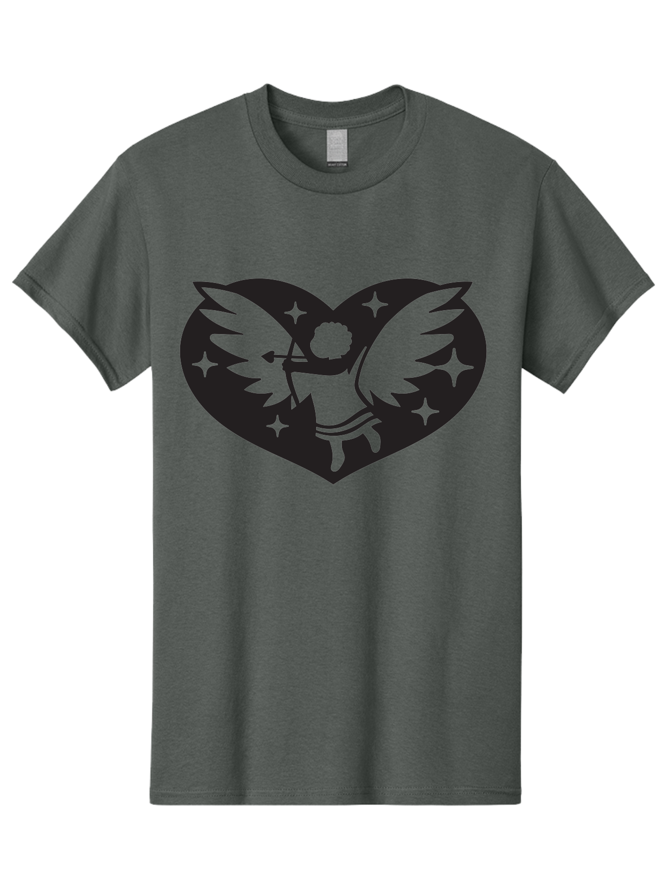 Cupid-Heart Men'S Graphic Tee, 100% Cotton, Comfortable Casual Summer Wear, Machine Washable, Cupid With Bow And Arrow, Heart Shape, Winged Cherub, Love Symbol, Valentines Day, Romance, Stars, Mythological Figure, Love Heart Aab262