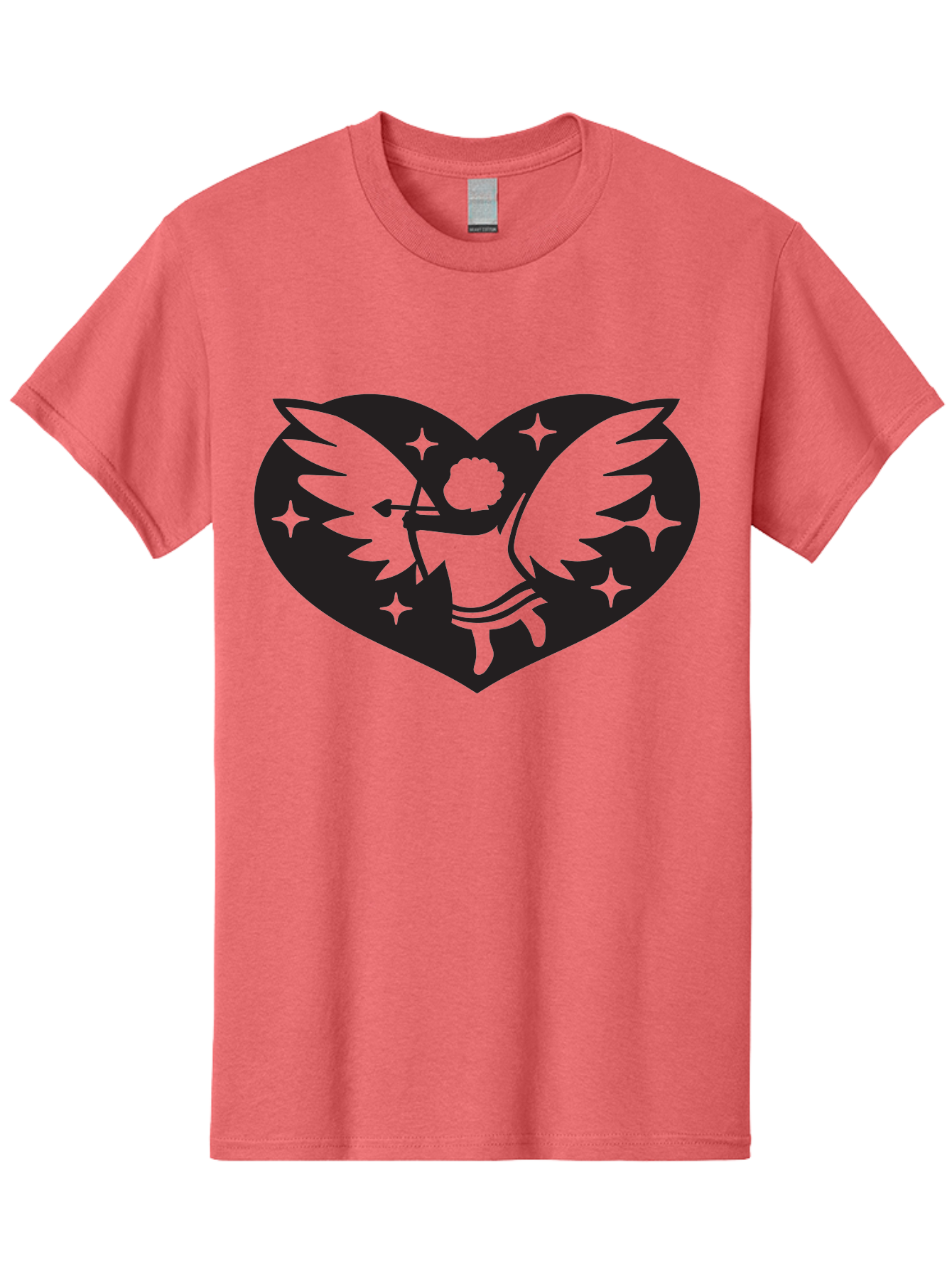 Cupid-Heart Men'S Graphic Tee, 100% Cotton, Comfortable Casual Summer Wear, Machine Washable, Cupid With Bow And Arrow, Heart Shape, Winged Cherub, Love Symbol, Valentines Day, Romance, Stars, Mythological Figure, Love Heart Aab262