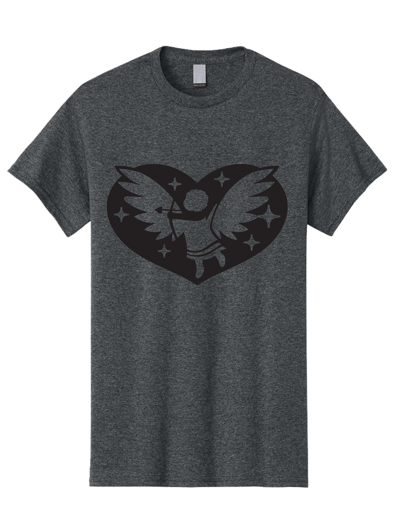 Cupid-Heart Men'S Graphic Tee, 100% Cotton, Comfortable Casual Summer Wear, Machine Washable, Cupid With Bow And Arrow, Heart Shape, Winged Cherub, Love Symbol, Valentines Day, Romance, Stars, Mythological Figure, Love Heart Aab262