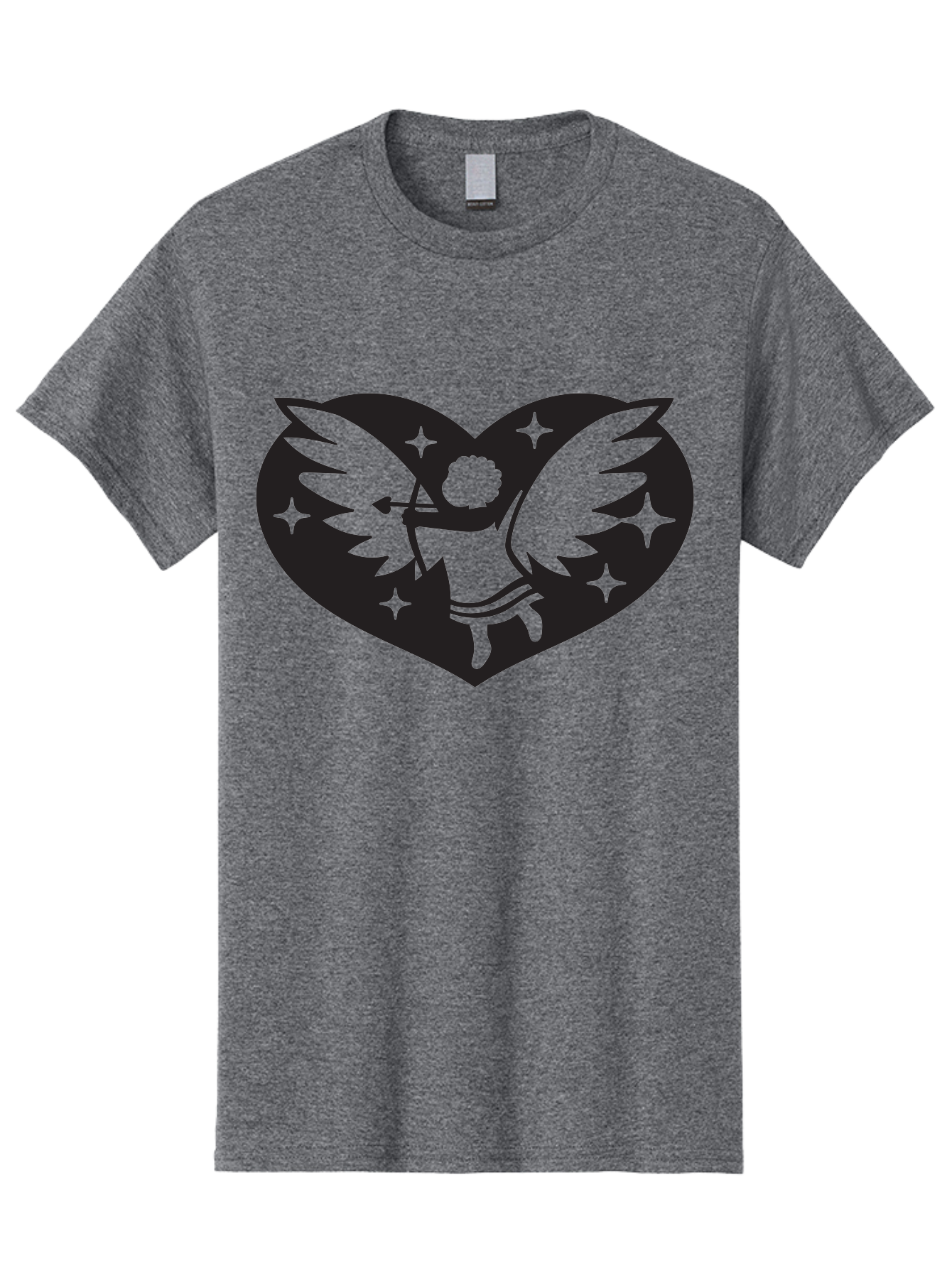 Cupid-Heart Men'S Graphic Tee, 100% Cotton, Comfortable Casual Summer Wear, Machine Washable, Cupid With Bow And Arrow, Heart Shape, Winged Cherub, Love Symbol, Valentines Day, Romance, Stars, Mythological Figure, Love Heart Aab262