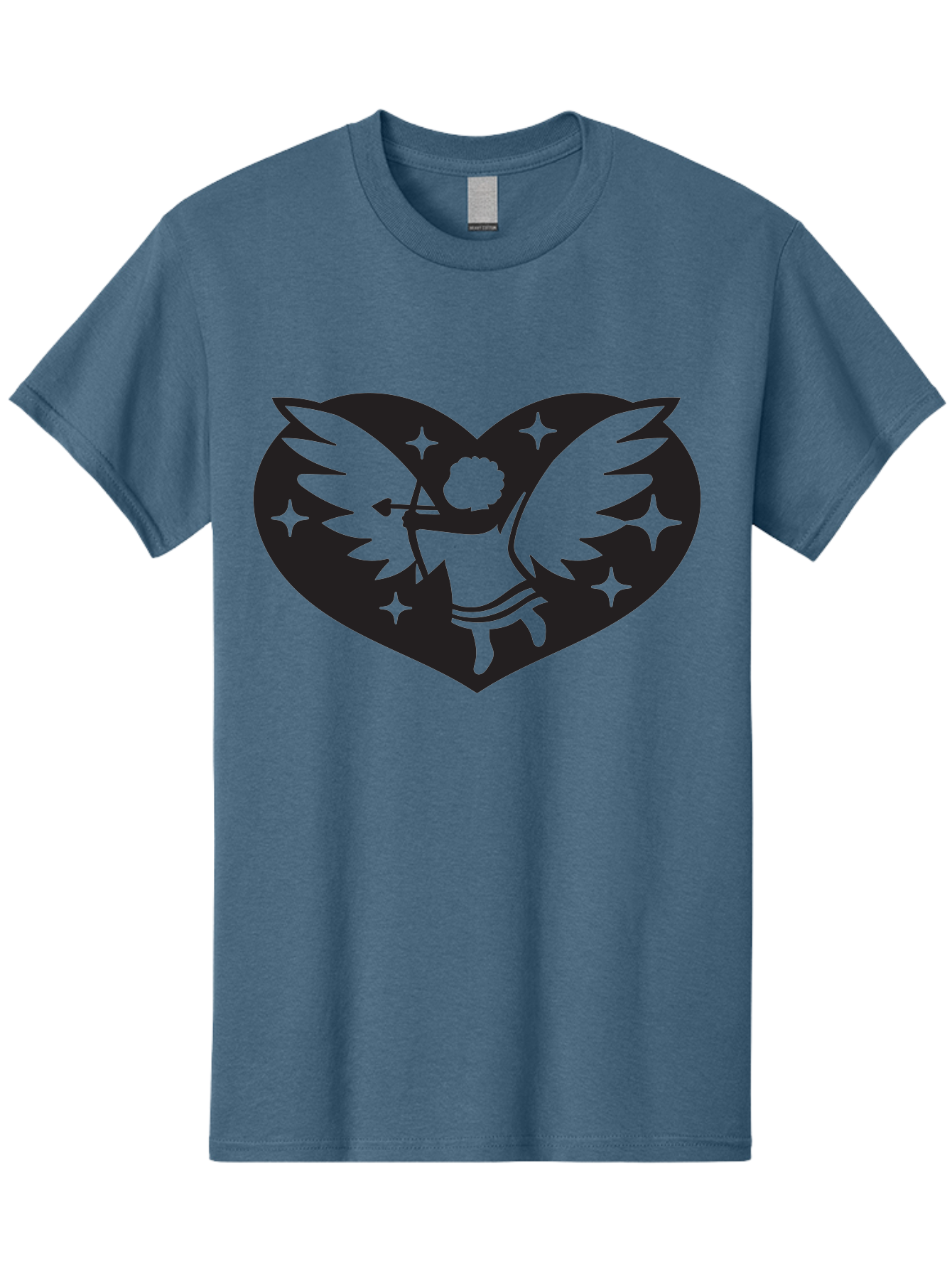 Cupid-Heart Men'S Graphic Tee, 100% Cotton, Comfortable Casual Summer Wear, Machine Washable, Cupid With Bow And Arrow, Heart Shape, Winged Cherub, Love Symbol, Valentines Day, Romance, Stars, Mythological Figure, Love Heart Aab262
