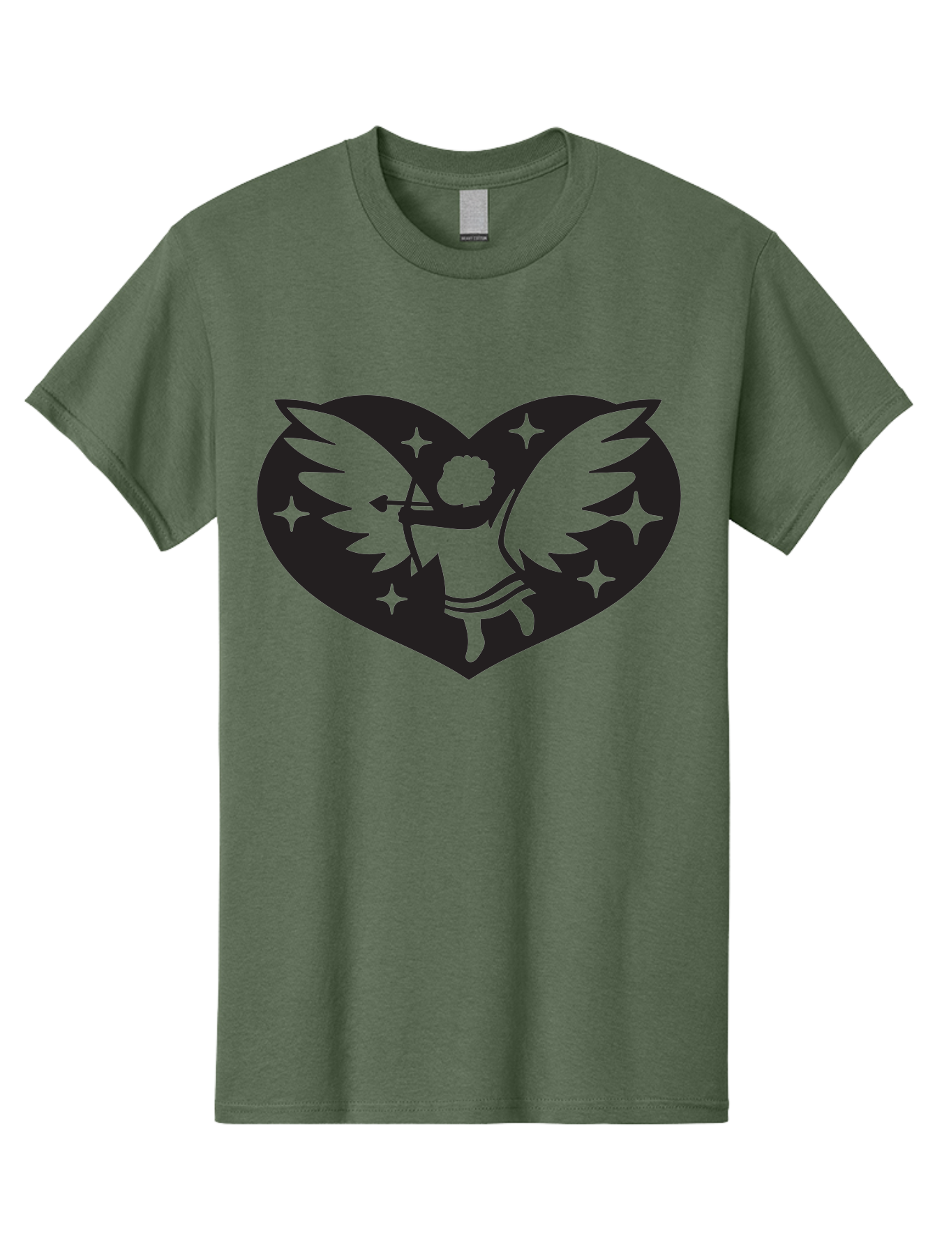 Cupid-Heart Men'S Graphic Tee, 100% Cotton, Comfortable Casual Summer Wear, Machine Washable, Cupid With Bow And Arrow, Heart Shape, Winged Cherub, Love Symbol, Valentines Day, Romance, Stars, Mythological Figure, Love Heart Aab262