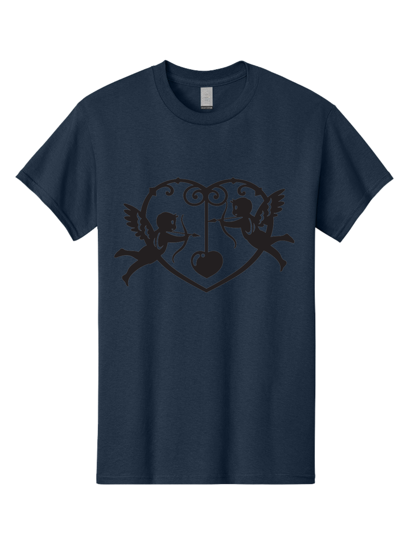 Cupid-Shooting-Arrow-At-Heart Men'S Graphic Tee, 100% Cotton, Comfortable Casual Summer Wear, Machine Washable, Cupid Shooting Arrows, Love Heart, Symbol Of Love, Romantic Icon, Valentine'S Day Theme, Cherub With Bow And Arrow, Aab263