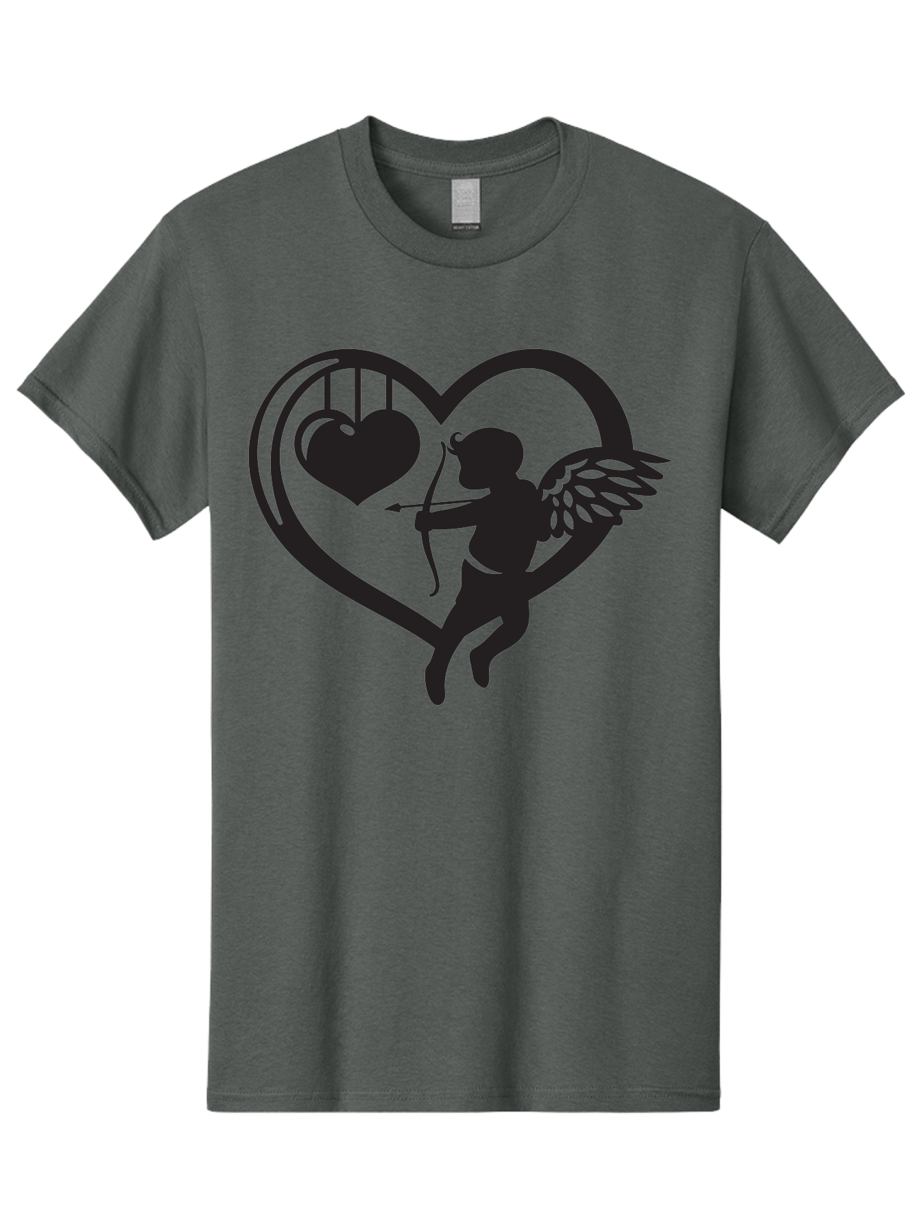 Cupid-With-Bow-And-Arrow Men'S Graphic Tee, 100% Cotton, Comfortable Casual Summer Wear, Machine Washable, Cupid Shooting Arrow, Heart Shape, Love Symbol, Romantic Gesture, Arrow And Heart, Valentine'S Day Icon, Cherub With Bow Aab264