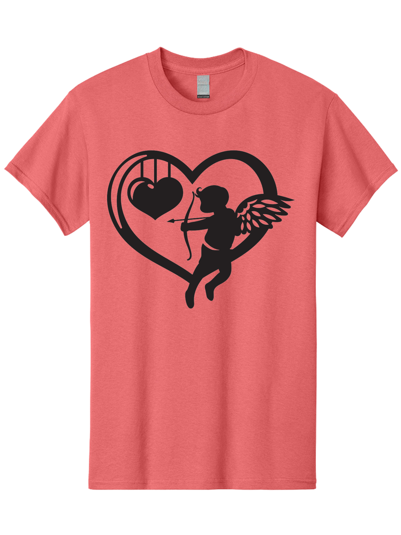Cupid-With-Bow-And-Arrow Men'S Graphic Tee, 100% Cotton, Comfortable Casual Summer Wear, Machine Washable, Cupid Shooting Arrow, Heart Shape, Love Symbol, Romantic Gesture, Arrow And Heart, Valentine'S Day Icon, Cherub With Bow Aab264
