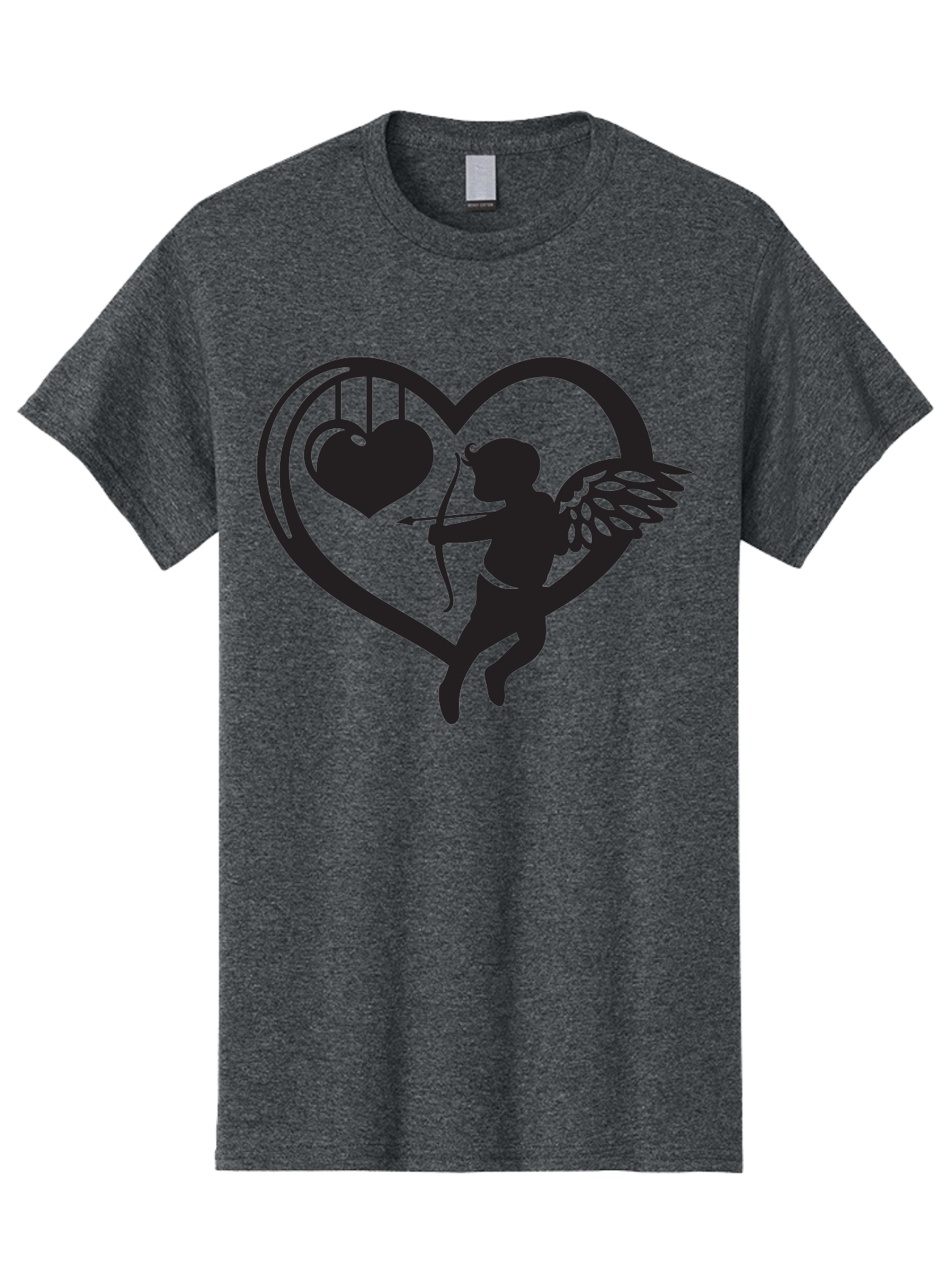 Cupid-With-Bow-And-Arrow Men'S Graphic Tee, 100% Cotton, Comfortable Casual Summer Wear, Machine Washable, Cupid Shooting Arrow, Heart Shape, Love Symbol, Romantic Gesture, Arrow And Heart, Valentine'S Day Icon, Cherub With Bow Aab264