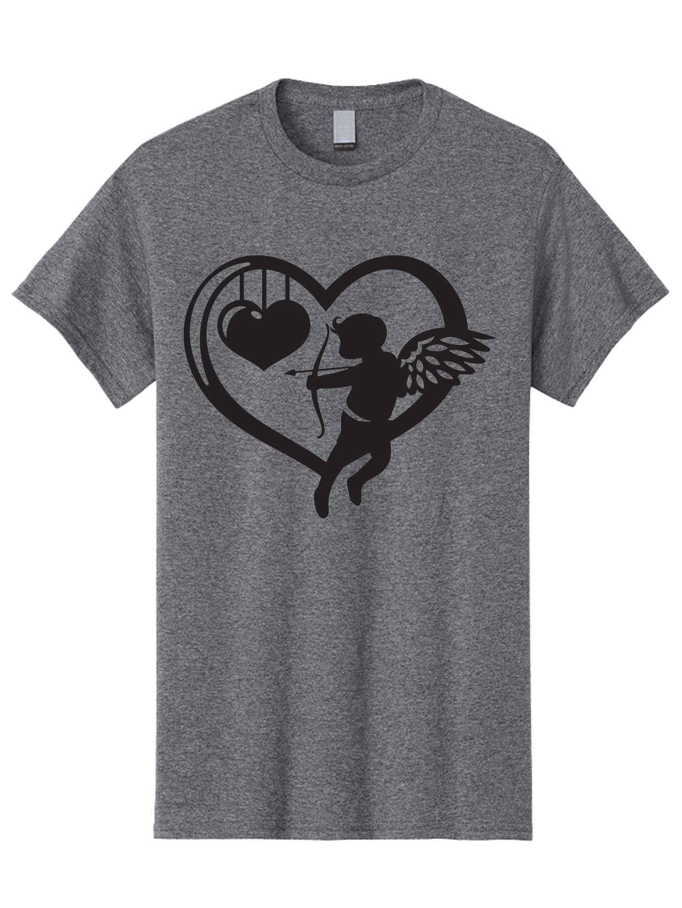 Cupid-With-Bow-And-Arrow Men'S Graphic Tee, 100% Cotton, Comfortable Casual Summer Wear, Machine Washable, Cupid Shooting Arrow, Heart Shape, Love Symbol, Romantic Gesture, Arrow And Heart, Valentine'S Day Icon, Cherub With Bow Aab264