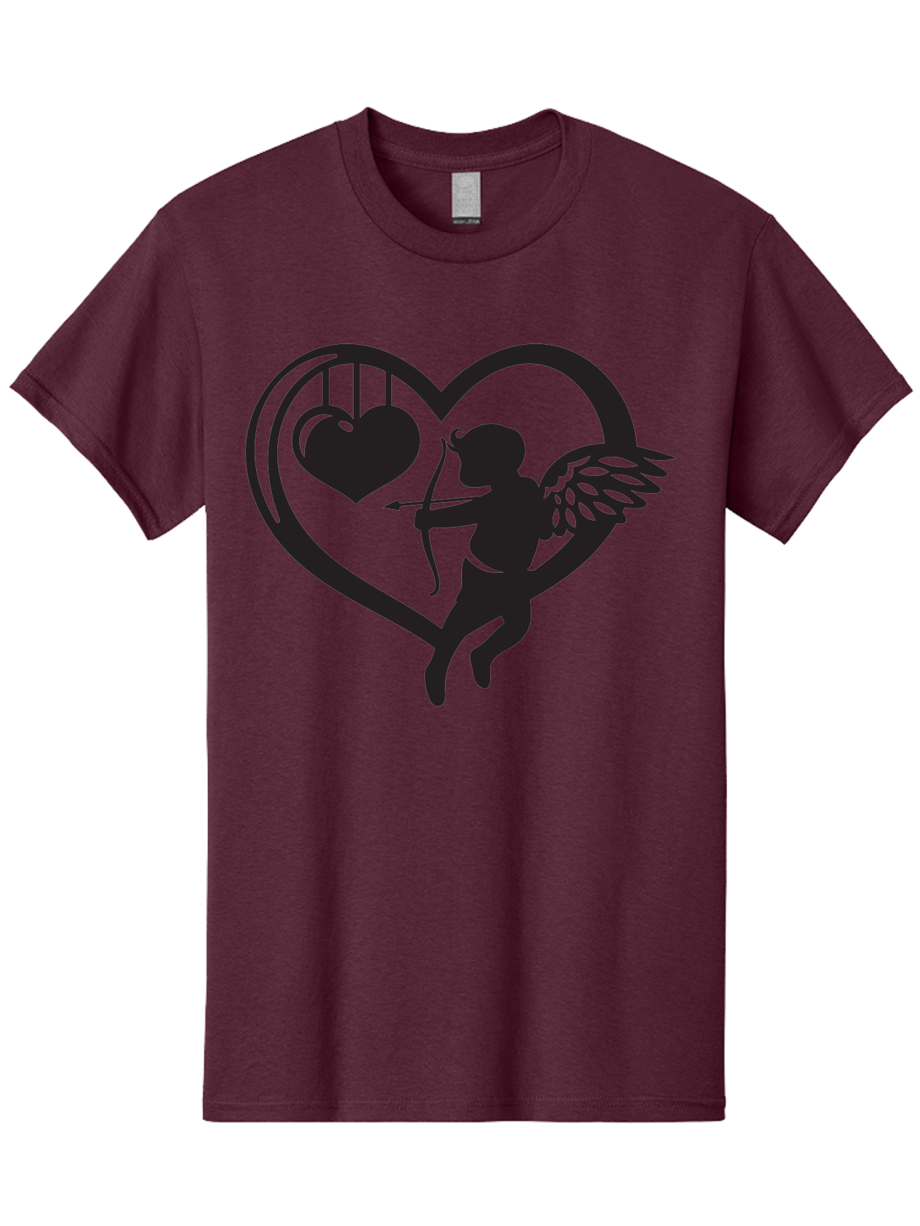 Cupid-With-Bow-And-Arrow Men'S Graphic Tee, 100% Cotton, Comfortable Casual Summer Wear, Machine Washable, Cupid Shooting Arrow, Heart Shape, Love Symbol, Romantic Gesture, Arrow And Heart, Valentine'S Day Icon, Cherub With Bow Aab264