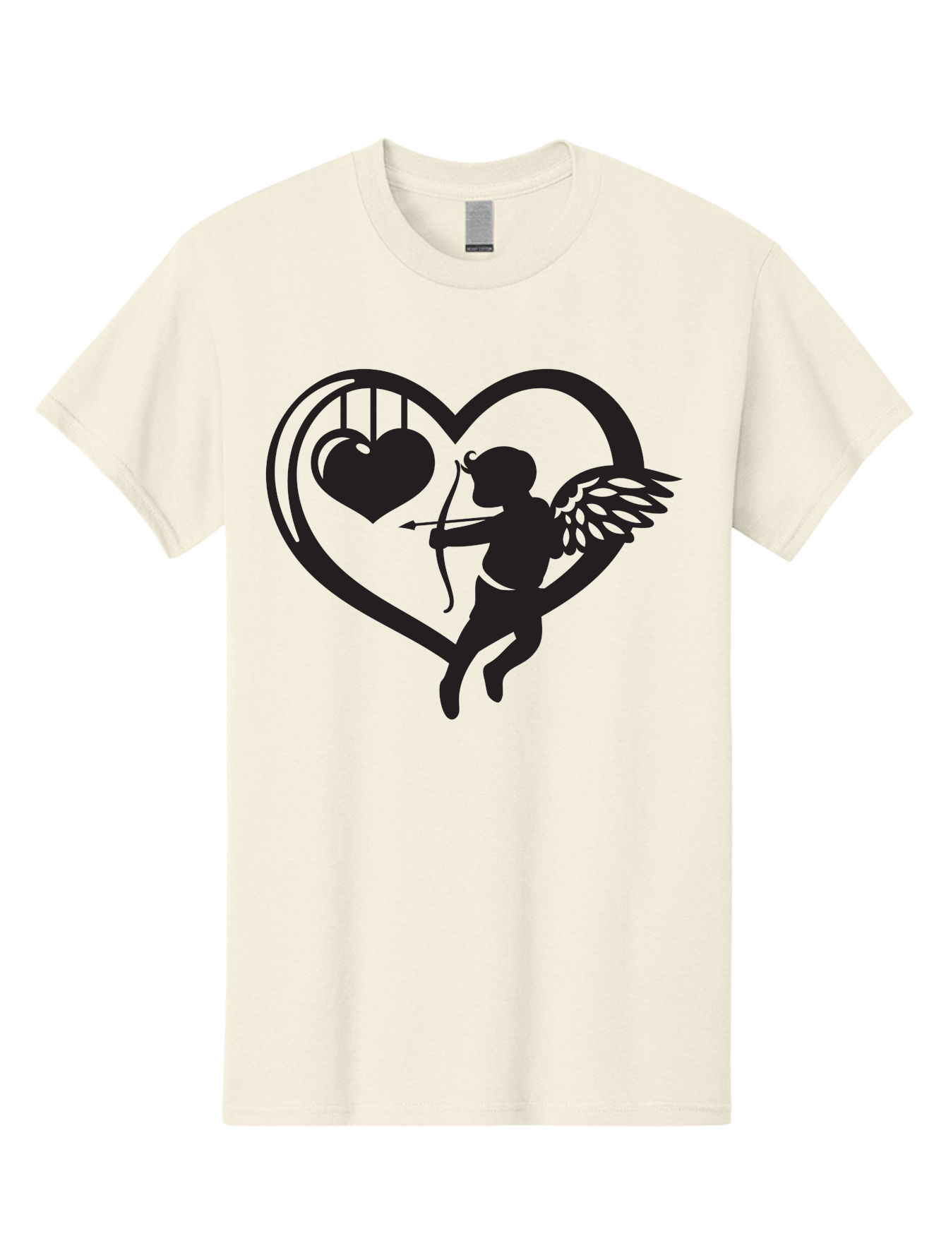 Cupid-With-Bow-And-Arrow Men'S Graphic Tee, 100% Cotton, Comfortable Casual Summer Wear, Machine Washable, Cupid Shooting Arrow, Heart Shape, Love Symbol, Romantic Gesture, Arrow And Heart, Valentine'S Day Icon, Cherub With Bow Aab264