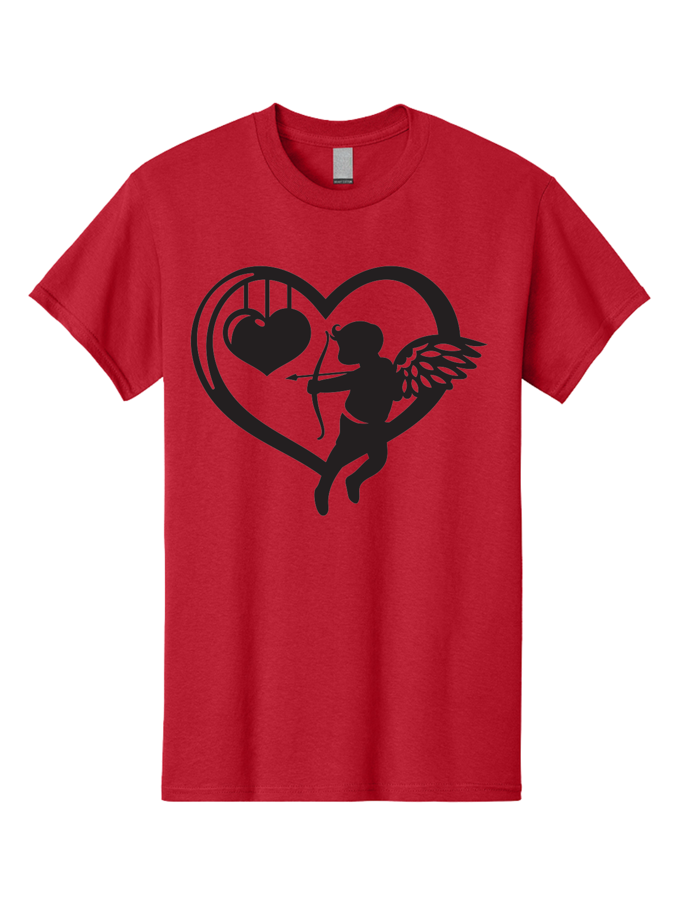Cupid-With-Bow-And-Arrow Men'S Graphic Tee, 100% Cotton, Comfortable Casual Summer Wear, Machine Washable, Cupid Shooting Arrow, Heart Shape, Love Symbol, Romantic Gesture, Arrow And Heart, Valentine'S Day Icon, Cherub With Bow Aab264