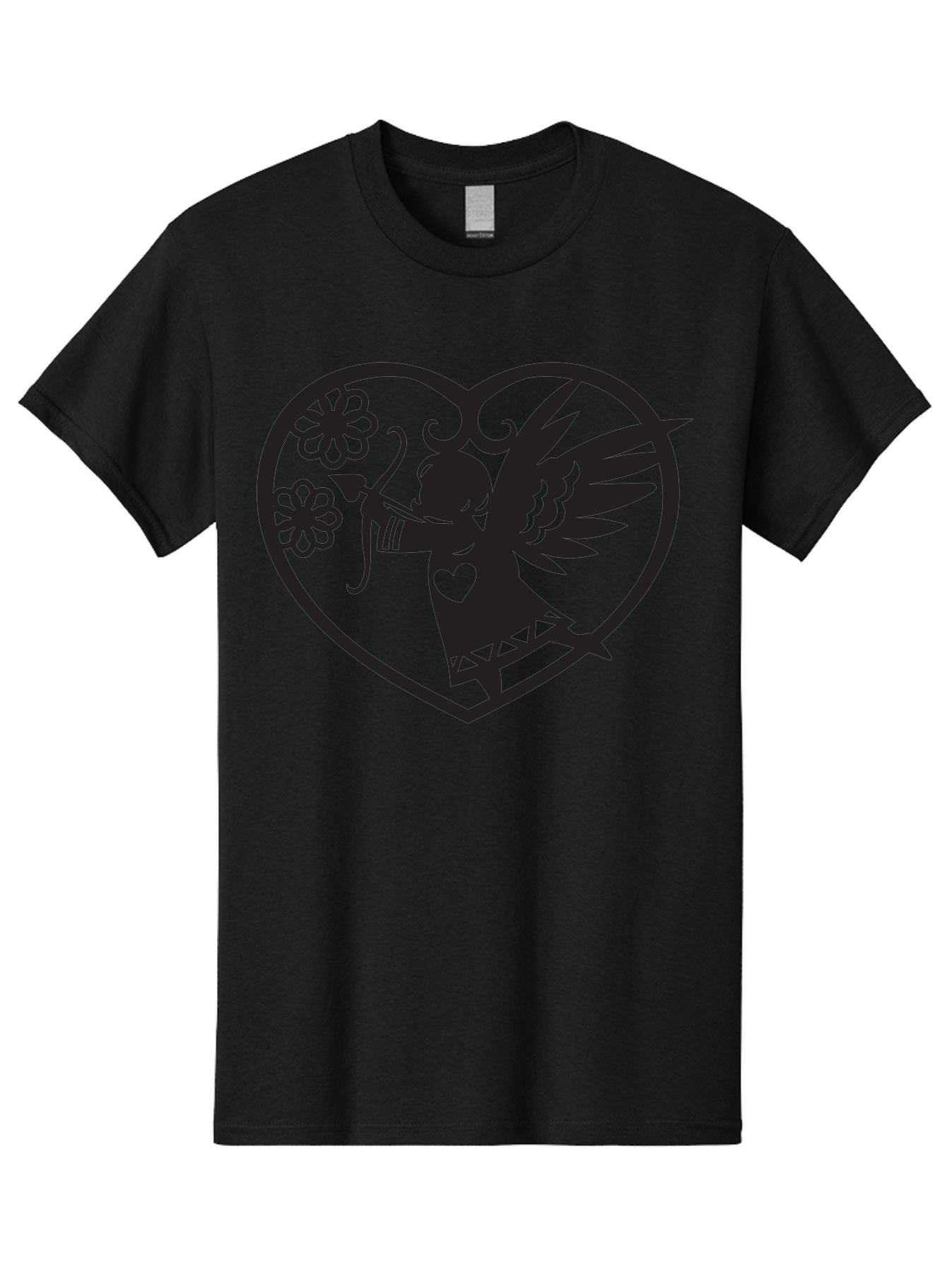 Cupid-With-Flowers Men'S Graphic Tee, 100% Cotton, Comfortable Casual Summer Wear, Machine Washable, Cupid With Bow And Arrow, Love Symbol, Valentines Day Icon, Heart Shaped Frame, Floral Elements, Romance And Love, Cherub With Wings Aab265