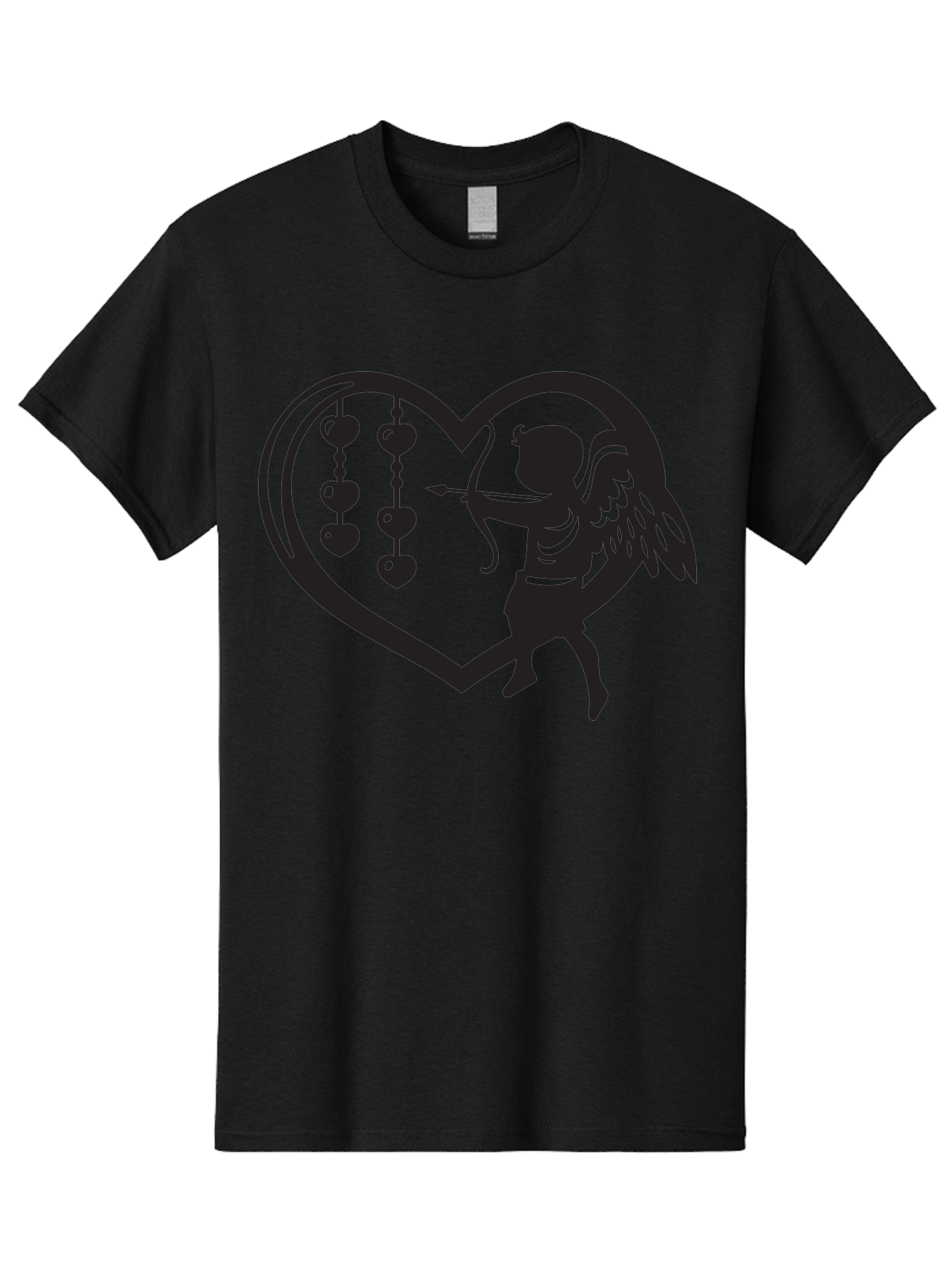 Cupid-With-Heart-Shaped-Necklace Men'S Graphic Tee, 100% Cotton, Comfortable Casual Summer Wear, Machine Washable, Cupid Shooting Arrow, Heart-Shaped Frame, Love Symbol, Valentine'S Day Theme, Romantic Gesture, Heart Beads, Winged Cherub Aab266