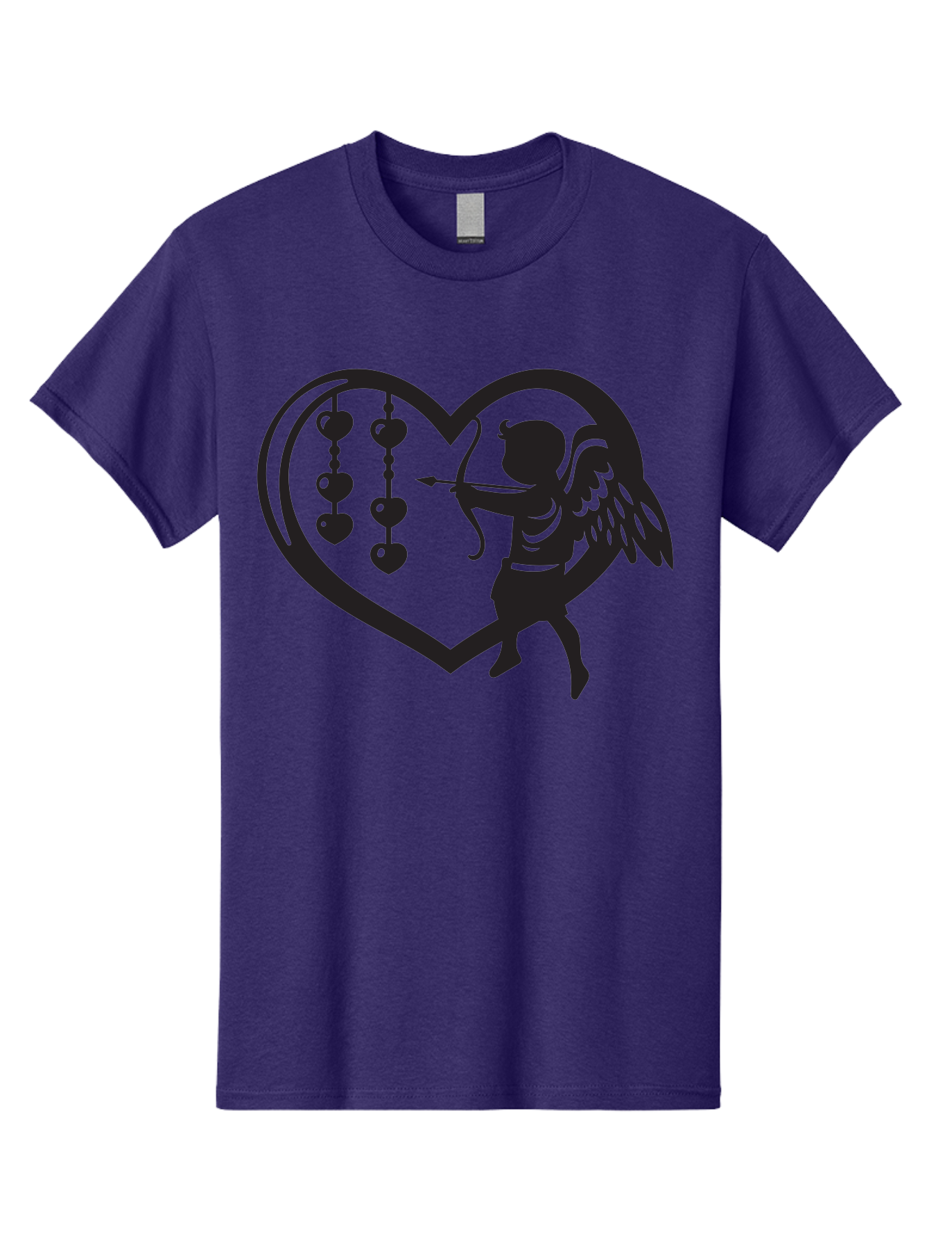 Cupid-With-Heart-Shaped-Necklace Men'S Graphic Tee, 100% Cotton, Comfortable Casual Summer Wear, Machine Washable, Cupid Shooting Arrow, Heart-Shaped Frame, Love Symbol, Valentine'S Day Theme, Romantic Gesture, Heart Beads, Winged Cherub Aab266