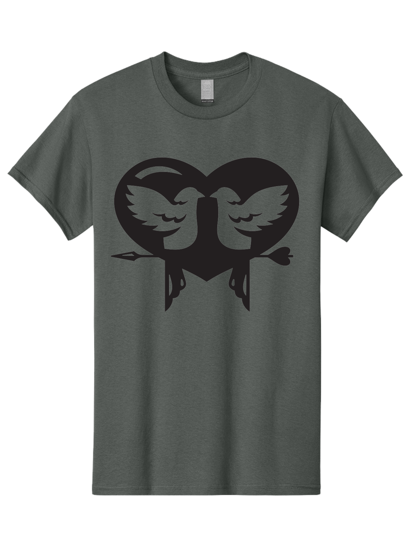 Cupid Men'S Graphic Tee, 100% Cotton, Comfortable Casual Summer Wear, Machine Washable, Heart Shape, Swallows Silhouette, Doves, Birds In Love, Arrow Through Heart, Love Symbol, Romantic Gesture, Tender Moment, Heartwarming Scene, Bird Art, Aab267