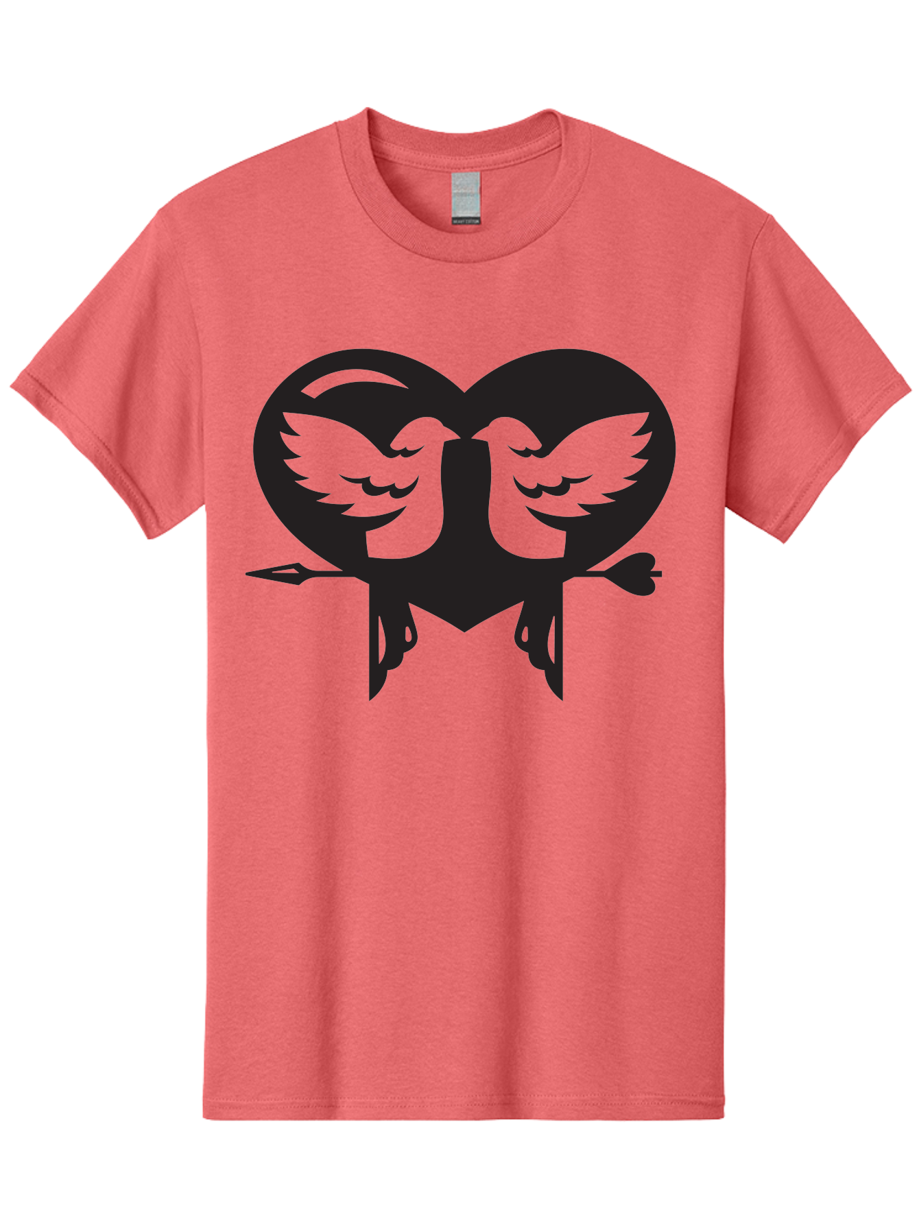 Cupid Men'S Graphic Tee, 100% Cotton, Comfortable Casual Summer Wear, Machine Washable, Heart Shape, Swallows Silhouette, Doves, Birds In Love, Arrow Through Heart, Love Symbol, Romantic Gesture, Tender Moment, Heartwarming Scene, Bird Art, Aab267