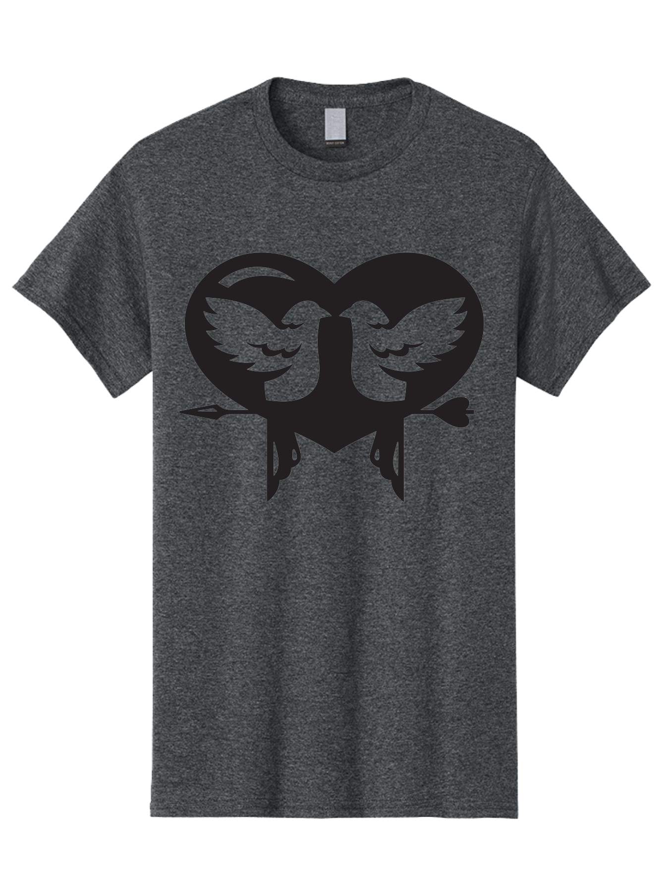 Cupid Men'S Graphic Tee, 100% Cotton, Comfortable Casual Summer Wear, Machine Washable, Heart Shape, Swallows Silhouette, Doves, Birds In Love, Arrow Through Heart, Love Symbol, Romantic Gesture, Tender Moment, Heartwarming Scene, Bird Art, Aab267