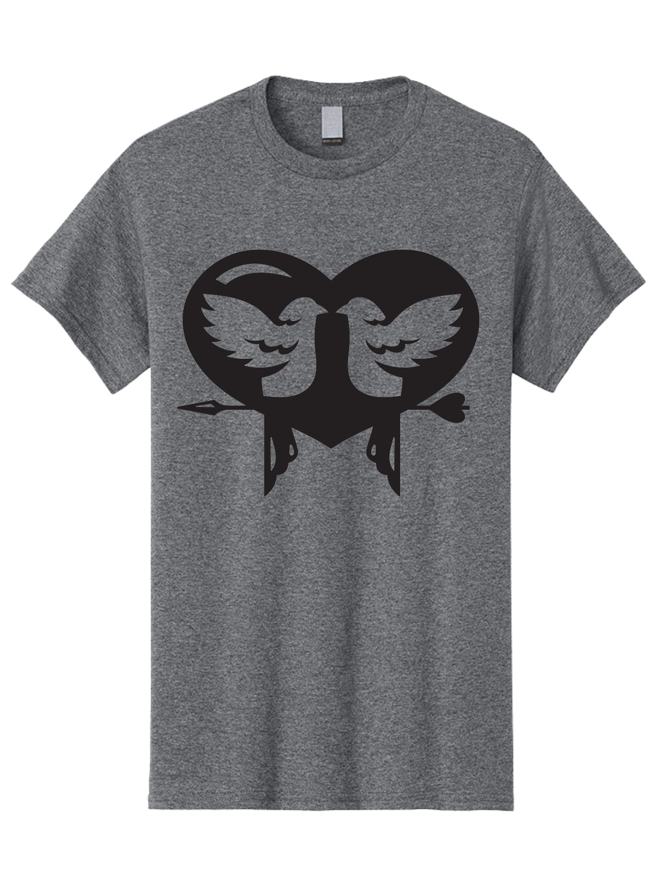 Cupid Men'S Graphic Tee, 100% Cotton, Comfortable Casual Summer Wear, Machine Washable, Heart Shape, Swallows Silhouette, Doves, Birds In Love, Arrow Through Heart, Love Symbol, Romantic Gesture, Tender Moment, Heartwarming Scene, Bird Art, Aab267