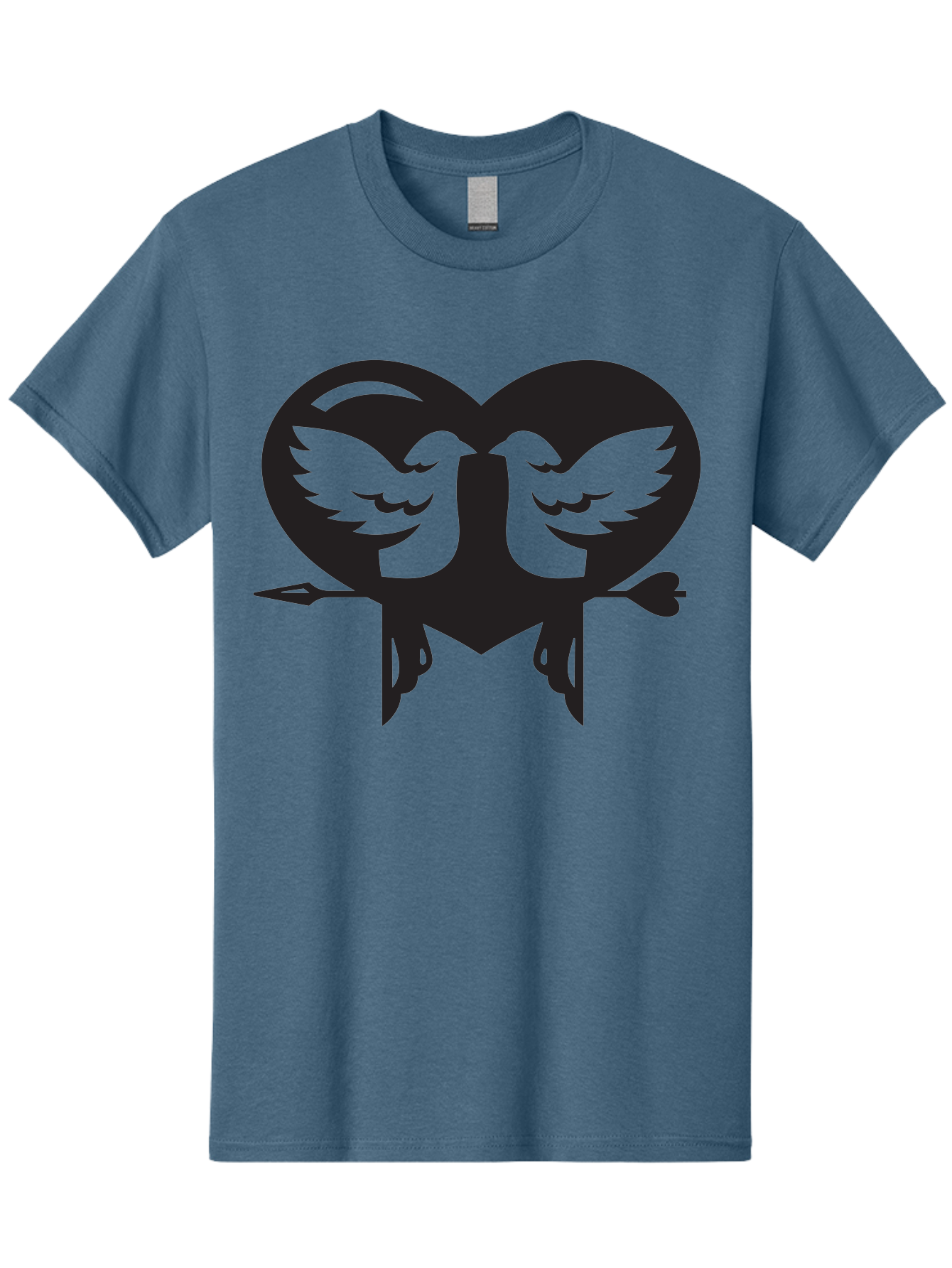 Cupid Men'S Graphic Tee, 100% Cotton, Comfortable Casual Summer Wear, Machine Washable, Heart Shape, Swallows Silhouette, Doves, Birds In Love, Arrow Through Heart, Love Symbol, Romantic Gesture, Tender Moment, Heartwarming Scene, Bird Art, Aab267