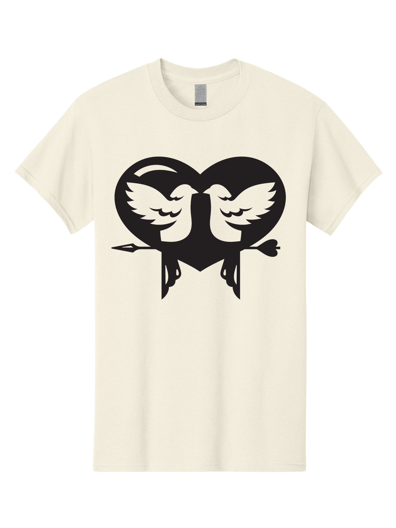 Cupid Men'S Graphic Tee, 100% Cotton, Comfortable Casual Summer Wear, Machine Washable, Heart Shape, Swallows Silhouette, Doves, Birds In Love, Arrow Through Heart, Love Symbol, Romantic Gesture, Tender Moment, Heartwarming Scene, Bird Art, Aab267