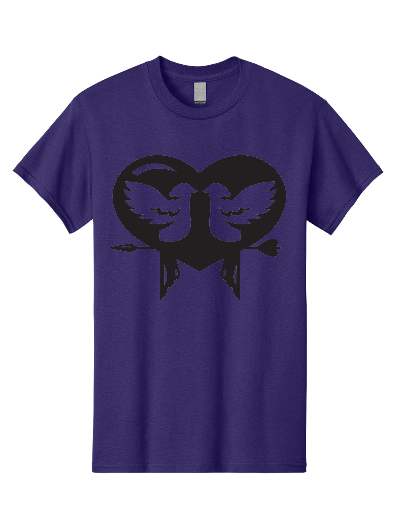 Cupid Men'S Graphic Tee, 100% Cotton, Comfortable Casual Summer Wear, Machine Washable, Heart Shape, Swallows Silhouette, Doves, Birds In Love, Arrow Through Heart, Love Symbol, Romantic Gesture, Tender Moment, Heartwarming Scene, Bird Art, Aab267