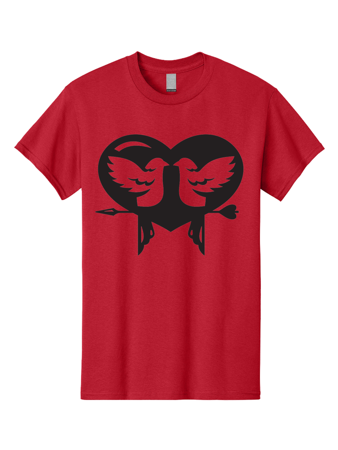Cupid Men'S Graphic Tee, 100% Cotton, Comfortable Casual Summer Wear, Machine Washable, Heart Shape, Swallows Silhouette, Doves, Birds In Love, Arrow Through Heart, Love Symbol, Romantic Gesture, Tender Moment, Heartwarming Scene, Bird Art, Aab267
