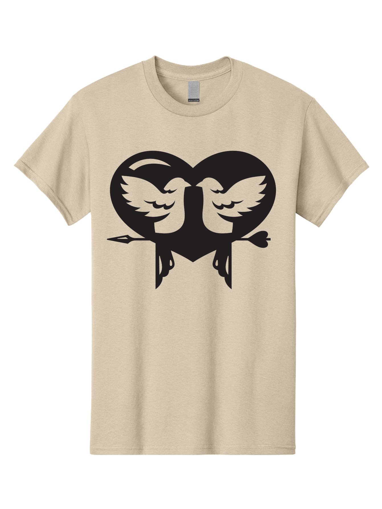 Cupid Men'S Graphic Tee, 100% Cotton, Comfortable Casual Summer Wear, Machine Washable, Heart Shape, Swallows Silhouette, Doves, Birds In Love, Arrow Through Heart, Love Symbol, Romantic Gesture, Tender Moment, Heartwarming Scene, Bird Art, Aab267