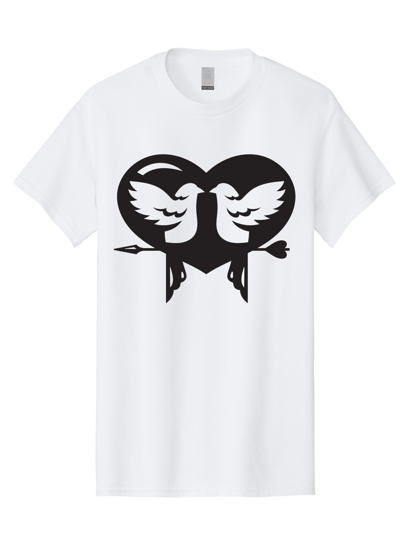 Cupid Men'S Graphic Tee, 100% Cotton, Comfortable Casual Summer Wear, Machine Washable, Heart Shape, Swallows Silhouette, Doves, Birds In Love, Arrow Through Heart, Love Symbol, Romantic Gesture, Tender Moment, Heartwarming Scene, Bird Art, Aab267