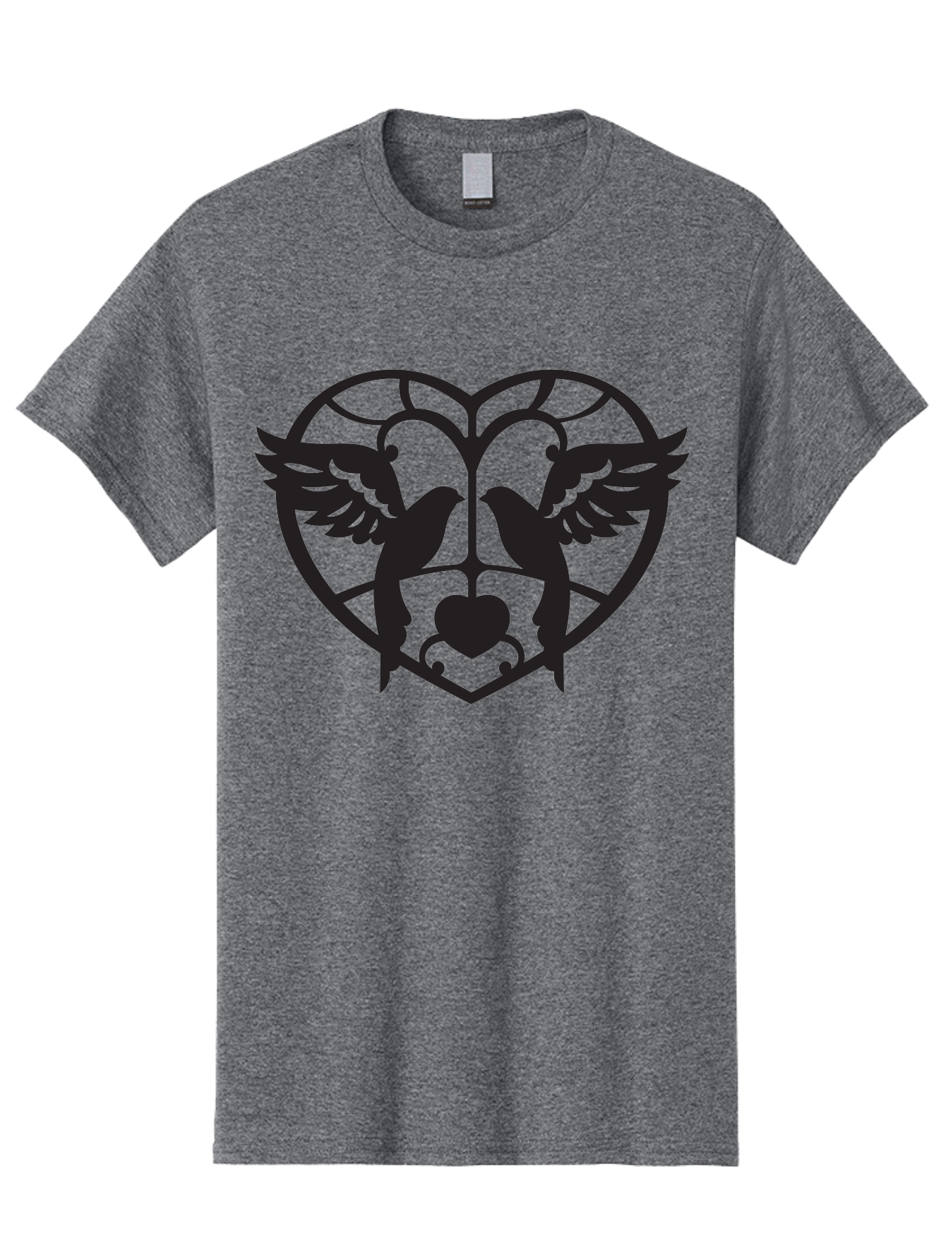 Dove-Heart Men'S Graphic Tee, 100% Cotton, Comfortable Casual Summer Wear, Machine Washable, Doves In Love, Heart Symbol, Symbol Of Love, Peace Doves, Unity, Harmony, Love And Peace, Couple Doves, Decorative Doves Aab268