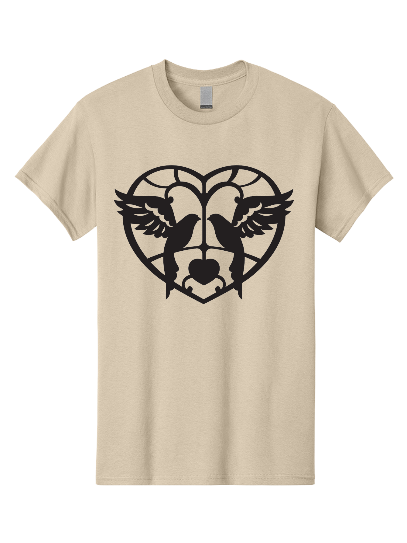 Dove-Heart Men'S Graphic Tee, 100% Cotton, Comfortable Casual Summer Wear, Machine Washable, Doves In Love, Heart Symbol, Symbol Of Love, Peace Doves, Unity, Harmony, Love And Peace, Couple Doves, Decorative Doves Aab268