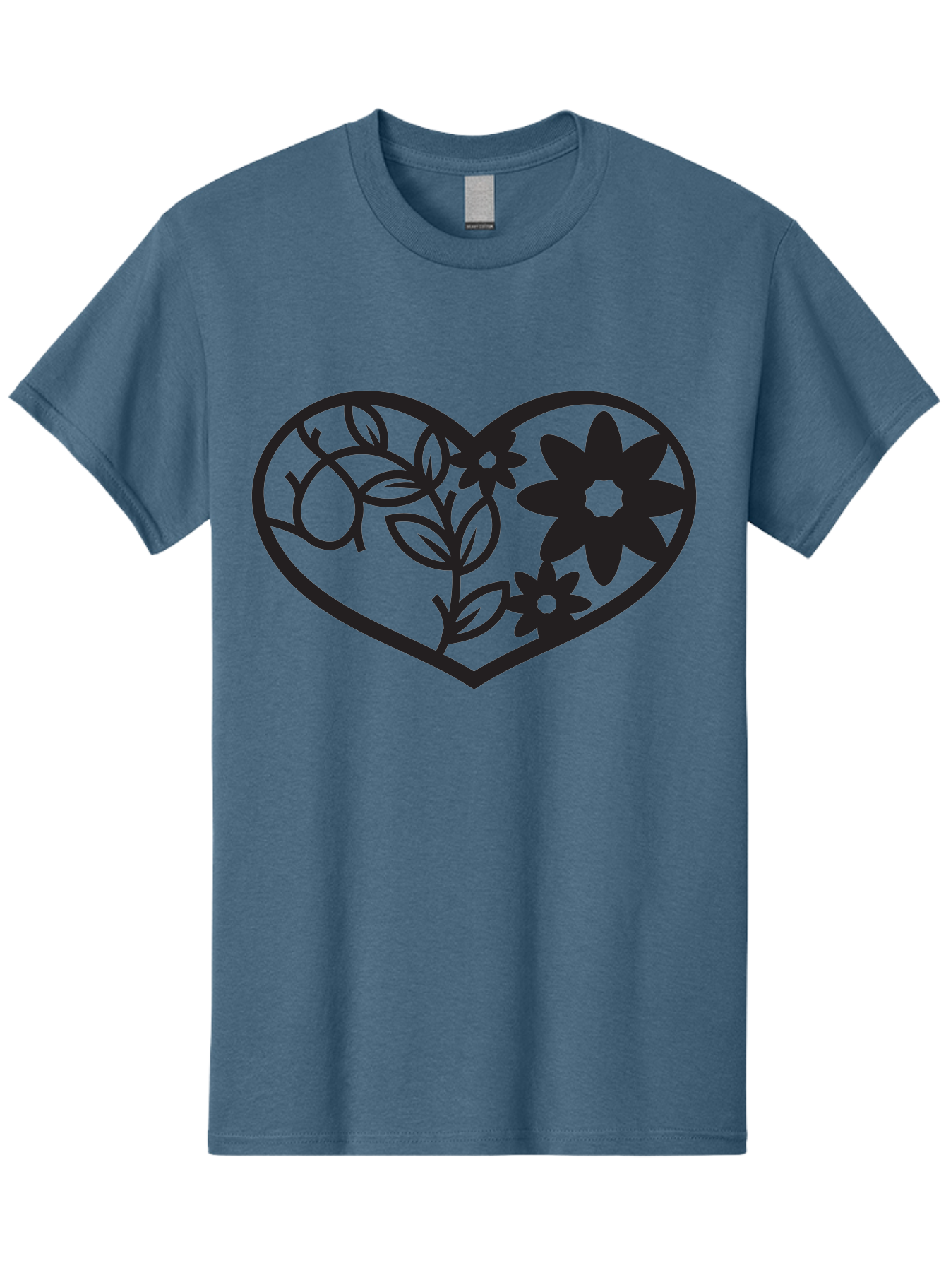 Floral-Heart Men'S Graphic Tee, 100% Cotton, Comfortable Casual Summer Wear, Machine Washable, Heart Shape, Floral Design, Flowers, Leaves, Botanical Elements, Love Symbol, Decorative Art, Simple Illustrations, Minimalist Style, Flower Motifs Aab269