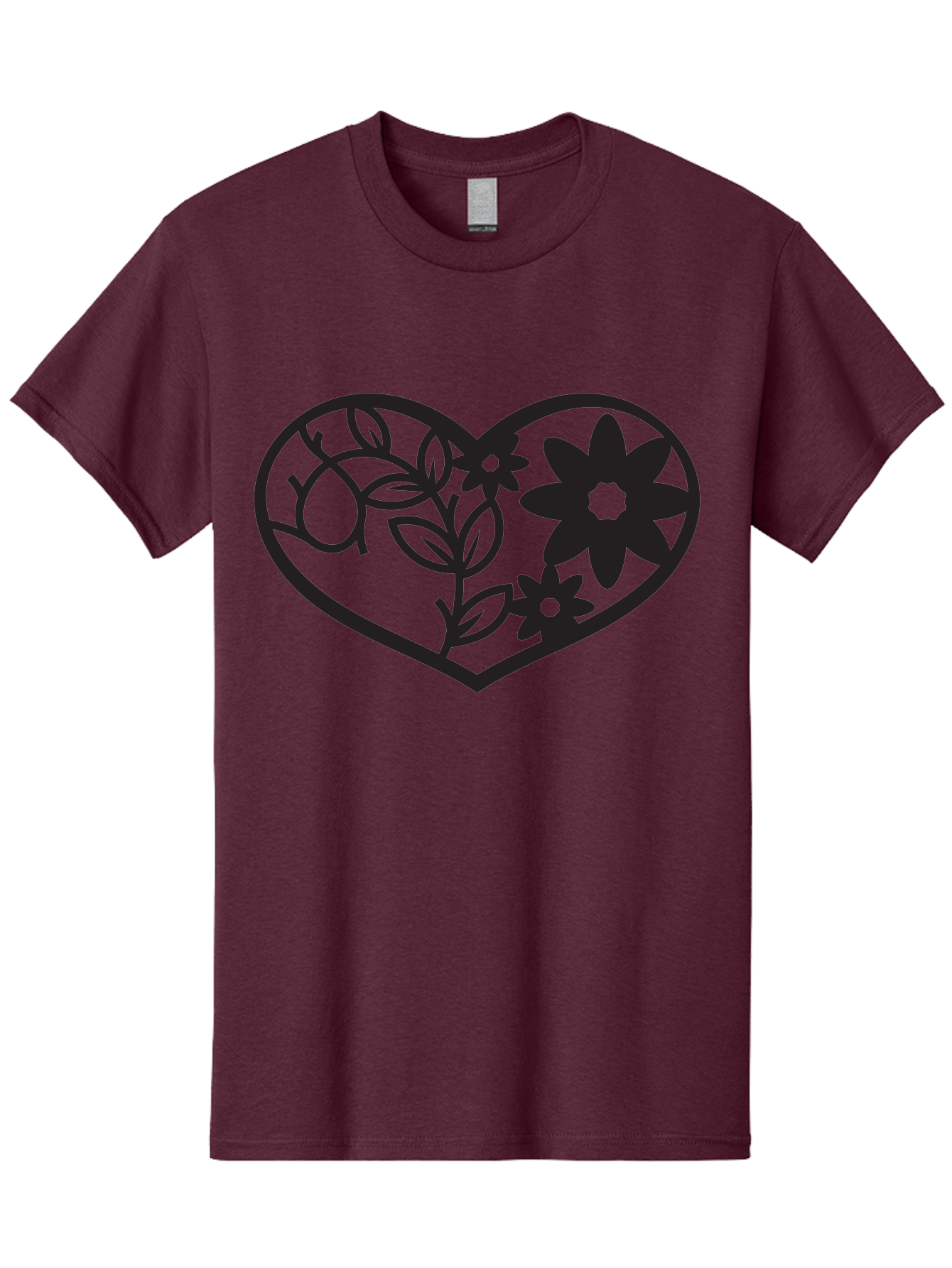 Floral-Heart Men'S Graphic Tee, 100% Cotton, Comfortable Casual Summer Wear, Machine Washable, Heart Shape, Floral Design, Flowers, Leaves, Botanical Elements, Love Symbol, Decorative Art, Simple Illustrations, Minimalist Style, Flower Motifs Aab269