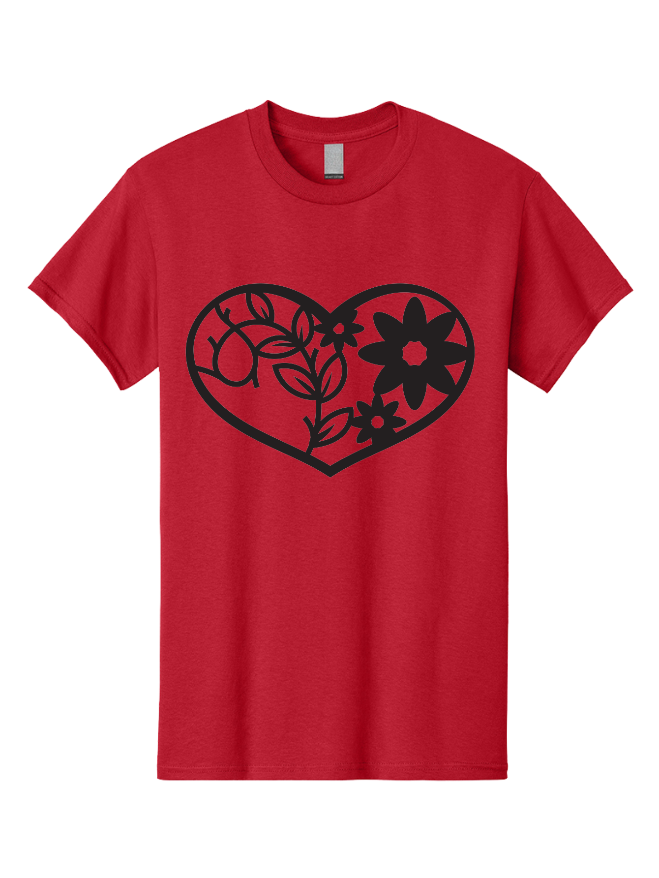 Floral-Heart Men'S Graphic Tee, 100% Cotton, Comfortable Casual Summer Wear, Machine Washable, Heart Shape, Floral Design, Flowers, Leaves, Botanical Elements, Love Symbol, Decorative Art, Simple Illustrations, Minimalist Style, Flower Motifs Aab269