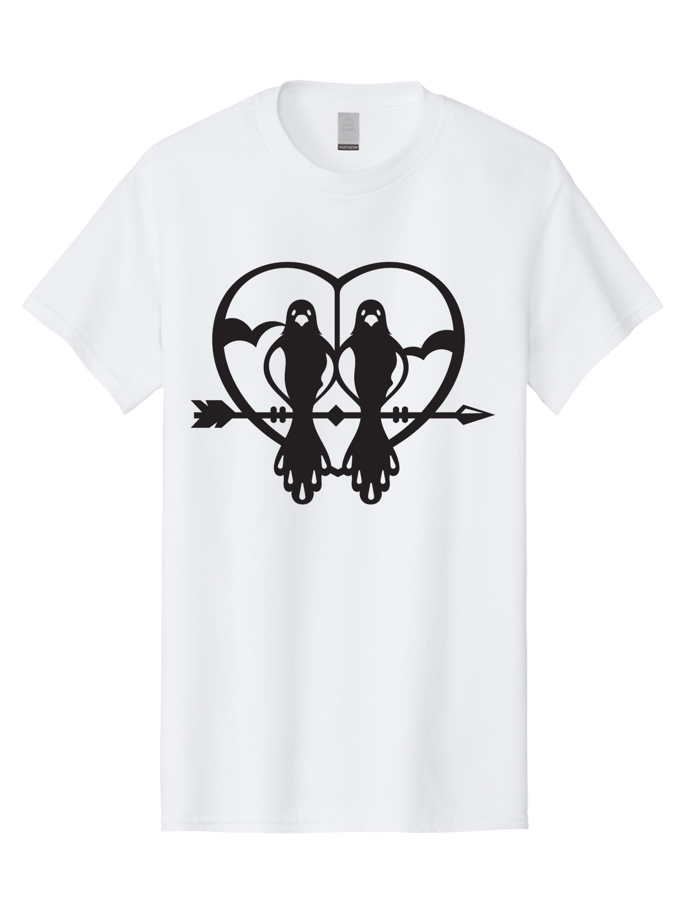 Goth-Couple Men'S Graphic Tee, 100% Cotton, Comfortable Casual Summer Wear, Machine Washable, Ghostly Figures, Heart Shape, Arrow Through Heart, Mirrored Silhouettes, Mystical Imagery, Gothic Romance, Spooky Love, Eerie Atmosphere, Dark Art, Aab270