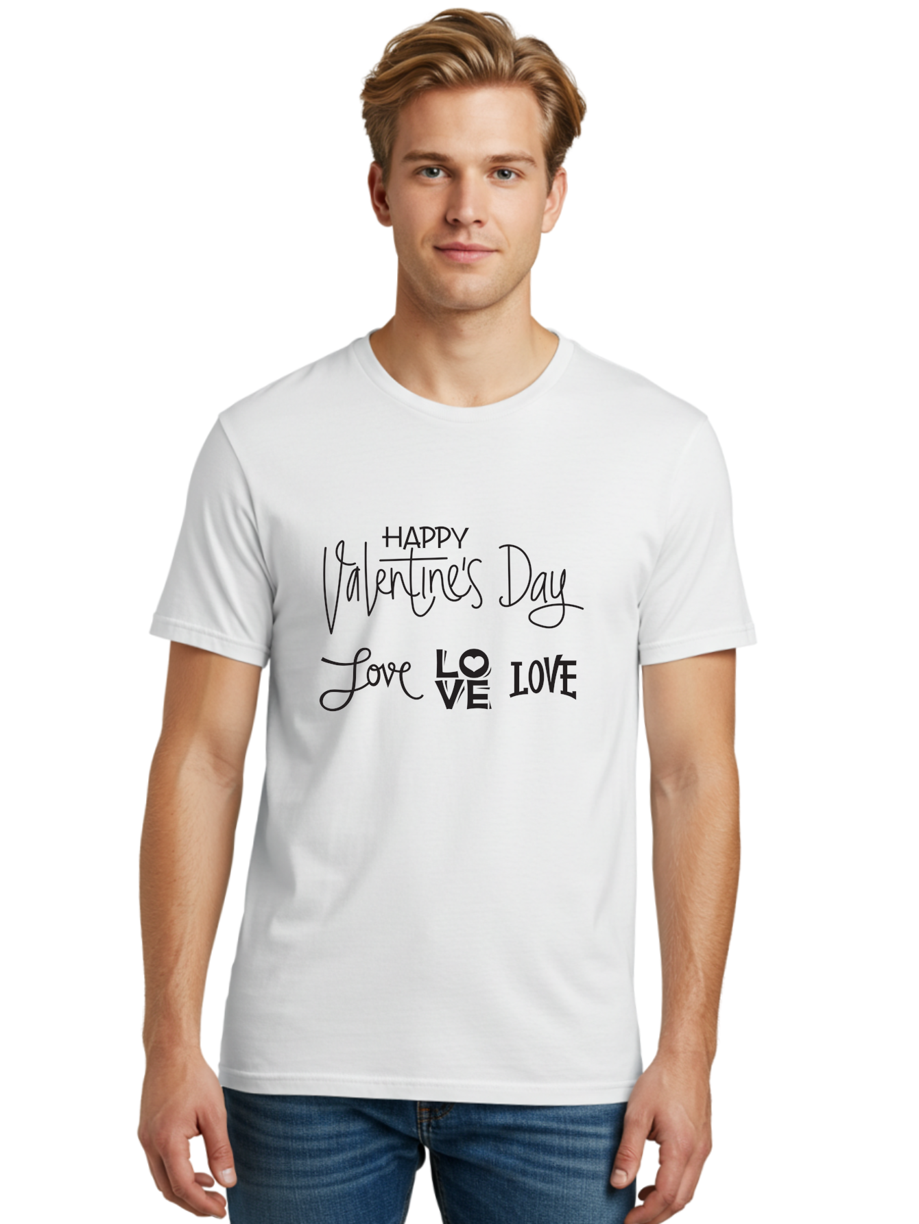 Happy-Valentine-S-Day-1 Men'S Graphic Tee, 100% Cotton, Comfortable Casual Summer Wear, Machine Washable, Happy Valentines Day, Love Messages, Valentines Day Wishes, Love Quotes, Valentines Day Greetings, Romantic Wishes, Love Expression Aab271