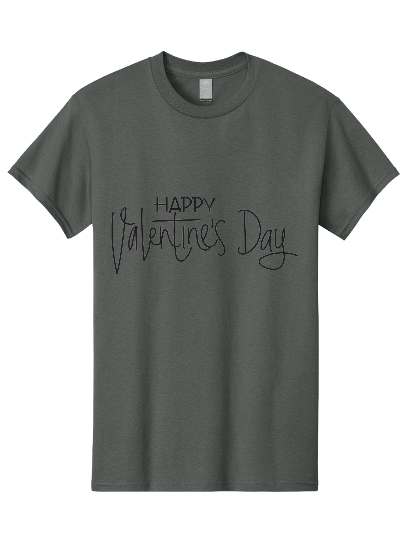 Happy-Valentine-S-Day Men'S Graphic Tee, 100% Cotton, Comfortable Casual Summer Wear, Machine Washable, Valentine'S Day Greeting, Love Message, Handwritten Text, Handwritten Font, Happy Valentine'S Day, Love Card, Romantic Gesture, Black Text Aab272