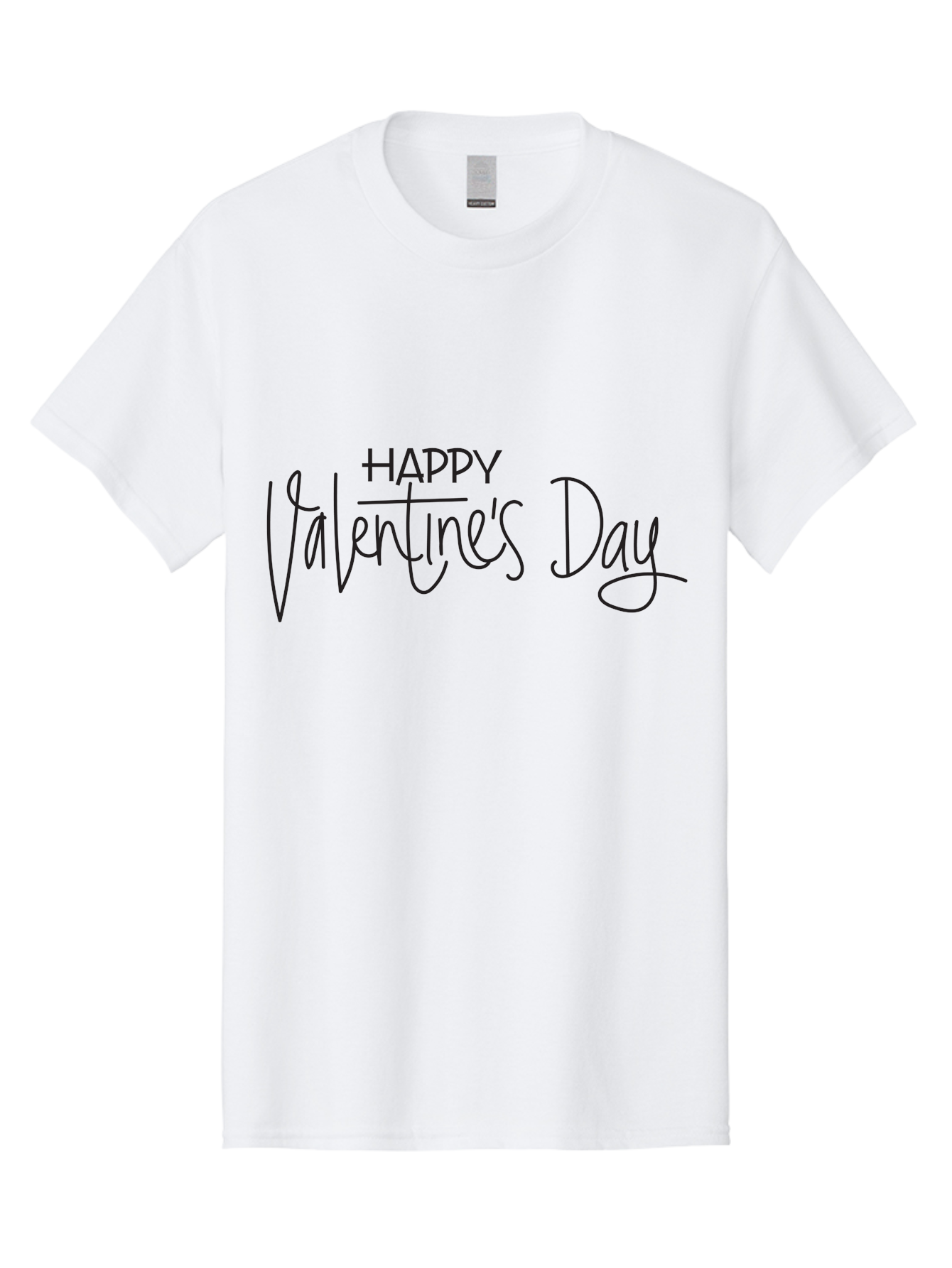 Happy-Valentine-S-Day Men'S Graphic Tee, 100% Cotton, Comfortable Casual Summer Wear, Machine Washable, Valentine'S Day Greeting, Love Message, Handwritten Text, Handwritten Font, Happy Valentine'S Day, Love Card, Romantic Gesture, Black Text Aab272