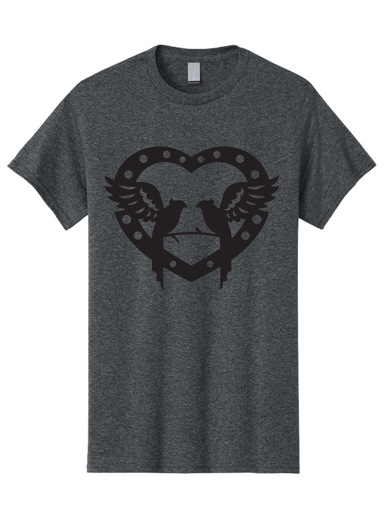 Heart-Birds Men'S Graphic Tee, 100% Cotton, Comfortable Casual Summer Wear, Machine Washable, Love Birds, Heart Shape, Decorative Key, Symbol Of Love, Romantic Motifs, Valentine'S Day Theme, Couple Birds, Winged Hearts, Ornate Design, Aab273