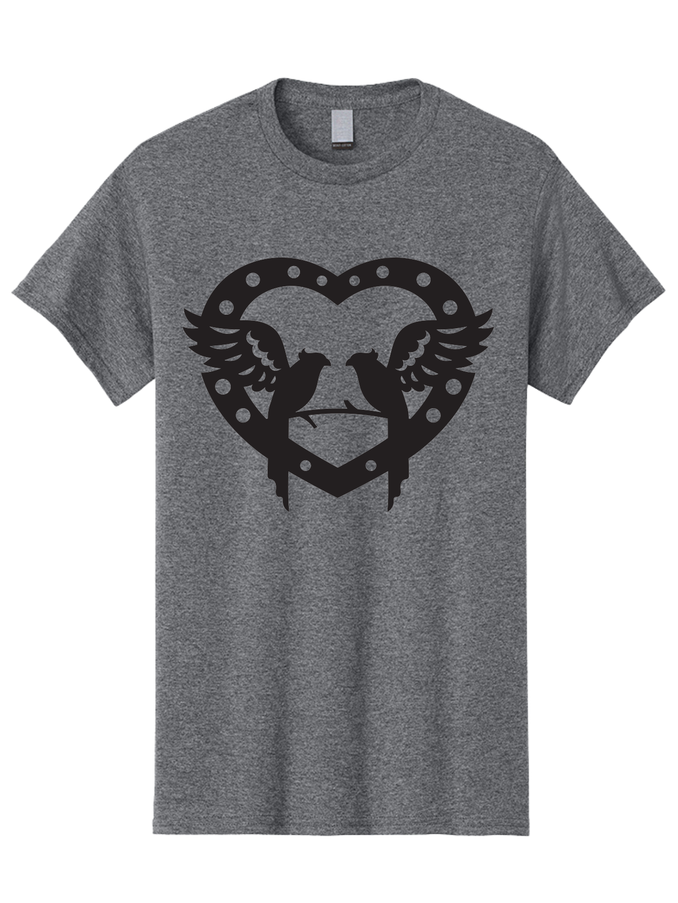 Heart-Birds Men'S Graphic Tee, 100% Cotton, Comfortable Casual Summer Wear, Machine Washable, Love Birds, Heart Shape, Decorative Key, Symbol Of Love, Romantic Motifs, Valentine'S Day Theme, Couple Birds, Winged Hearts, Ornate Design, Aab273