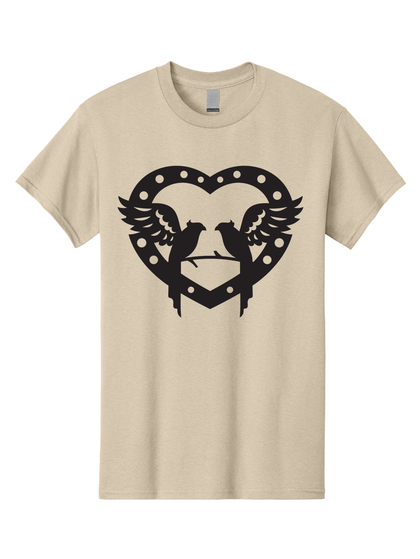 Heart-Birds Men'S Graphic Tee, 100% Cotton, Comfortable Casual Summer Wear, Machine Washable, Love Birds, Heart Shape, Decorative Key, Symbol Of Love, Romantic Motifs, Valentine'S Day Theme, Couple Birds, Winged Hearts, Ornate Design, Aab273
