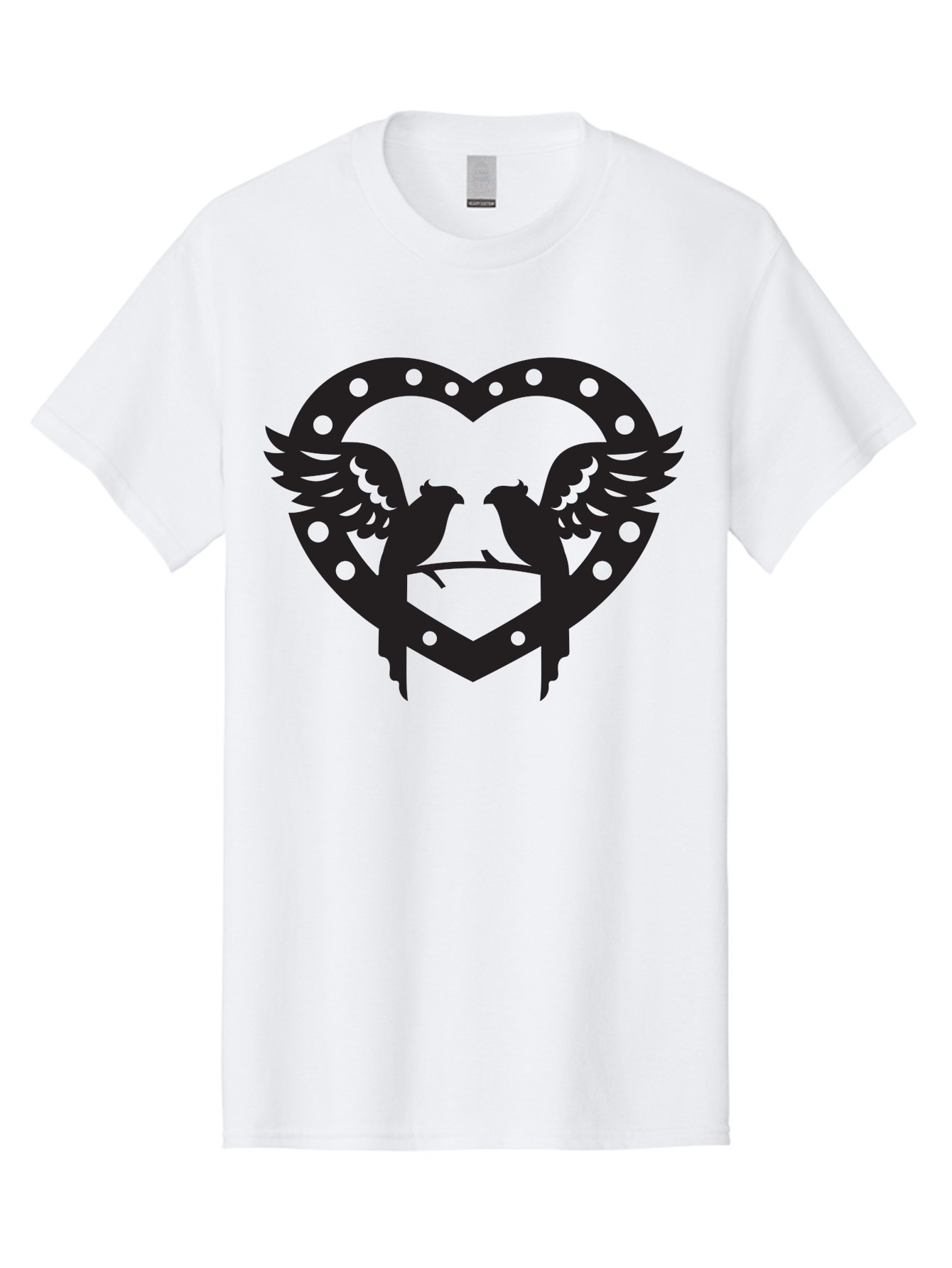 Heart-Birds Men'S Graphic Tee, 100% Cotton, Comfortable Casual Summer Wear, Machine Washable, Love Birds, Heart Shape, Decorative Key, Symbol Of Love, Romantic Motifs, Valentine'S Day Theme, Couple Birds, Winged Hearts, Ornate Design, Aab273