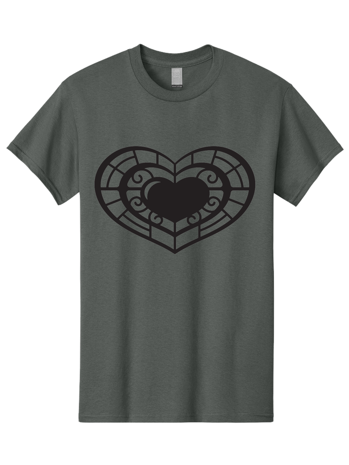 Heart-Design Men'S Graphic Tee, 100% Cotton, Comfortable Casual Summer Wear, Machine Washable, Stained Glass Heart, Decorative Heart, Intricate Design, Heart Silhouette, Ornate Pattern, Swirling Shapes, Love Symbol, Valentines Day Aab274